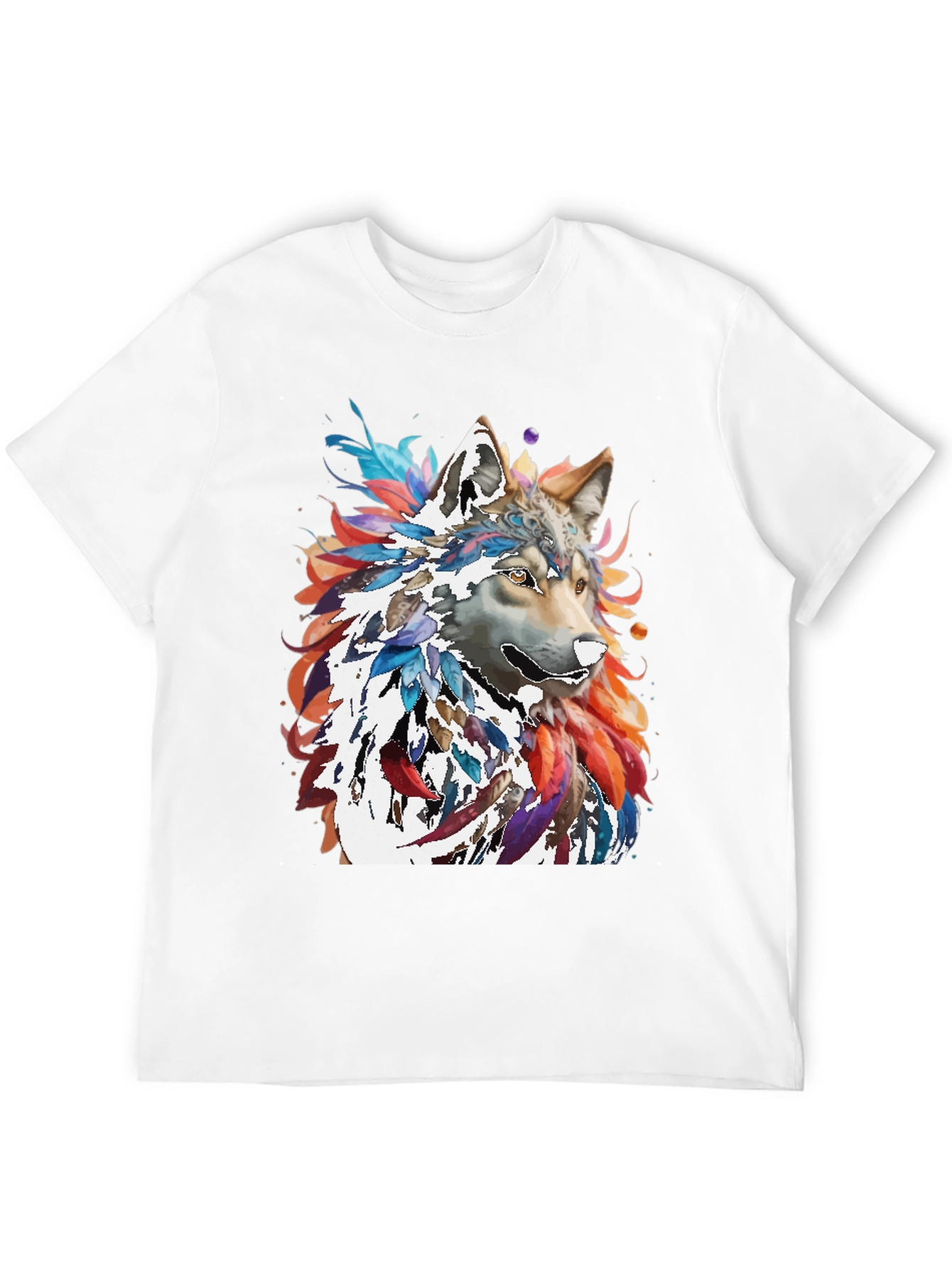 Black Wolf Art Graphic Tee - Men's Black T-Shirt view 12