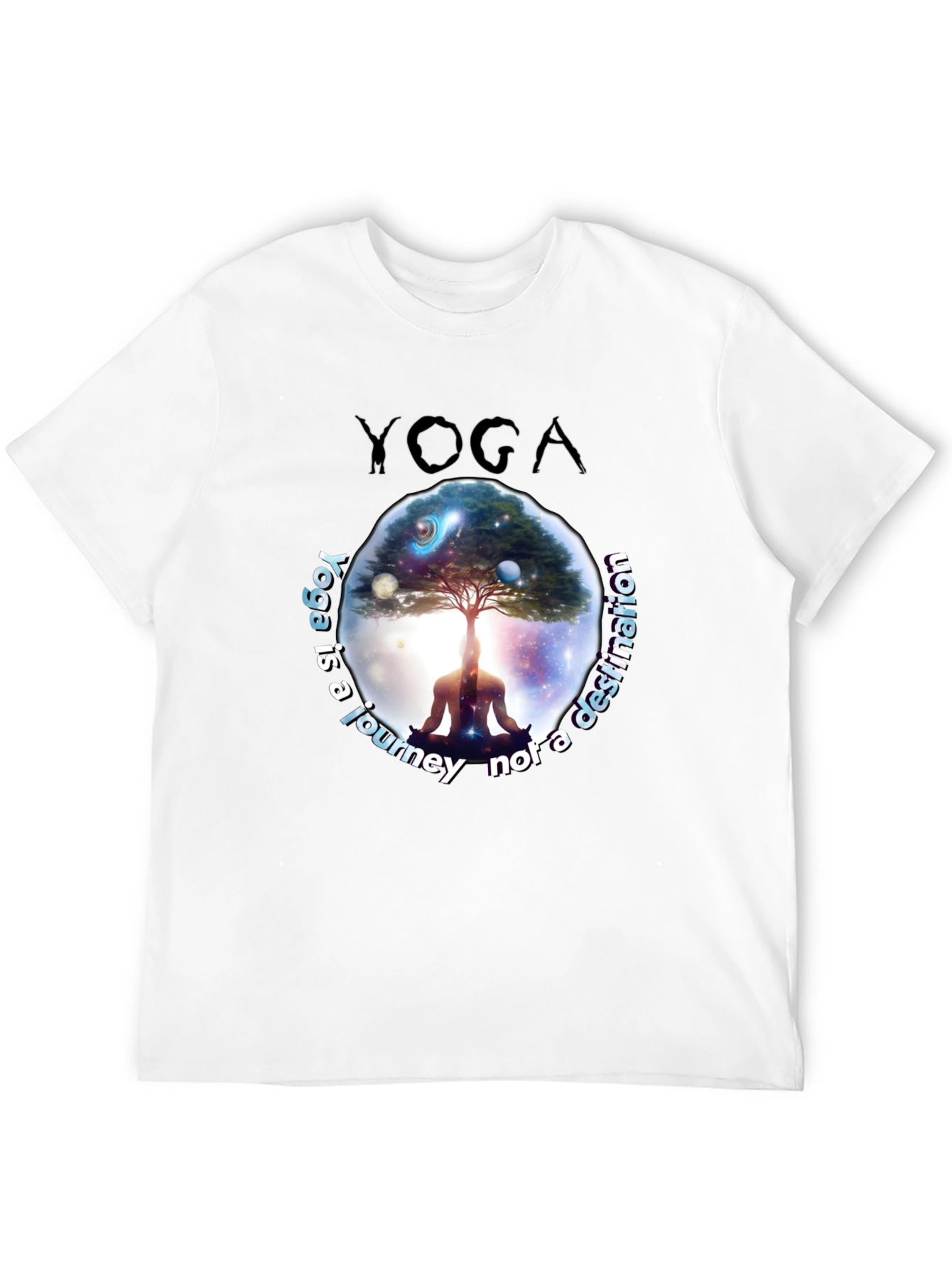 Black Yoga Journey T-Shirt - Meditative Graphic Tee view 12
