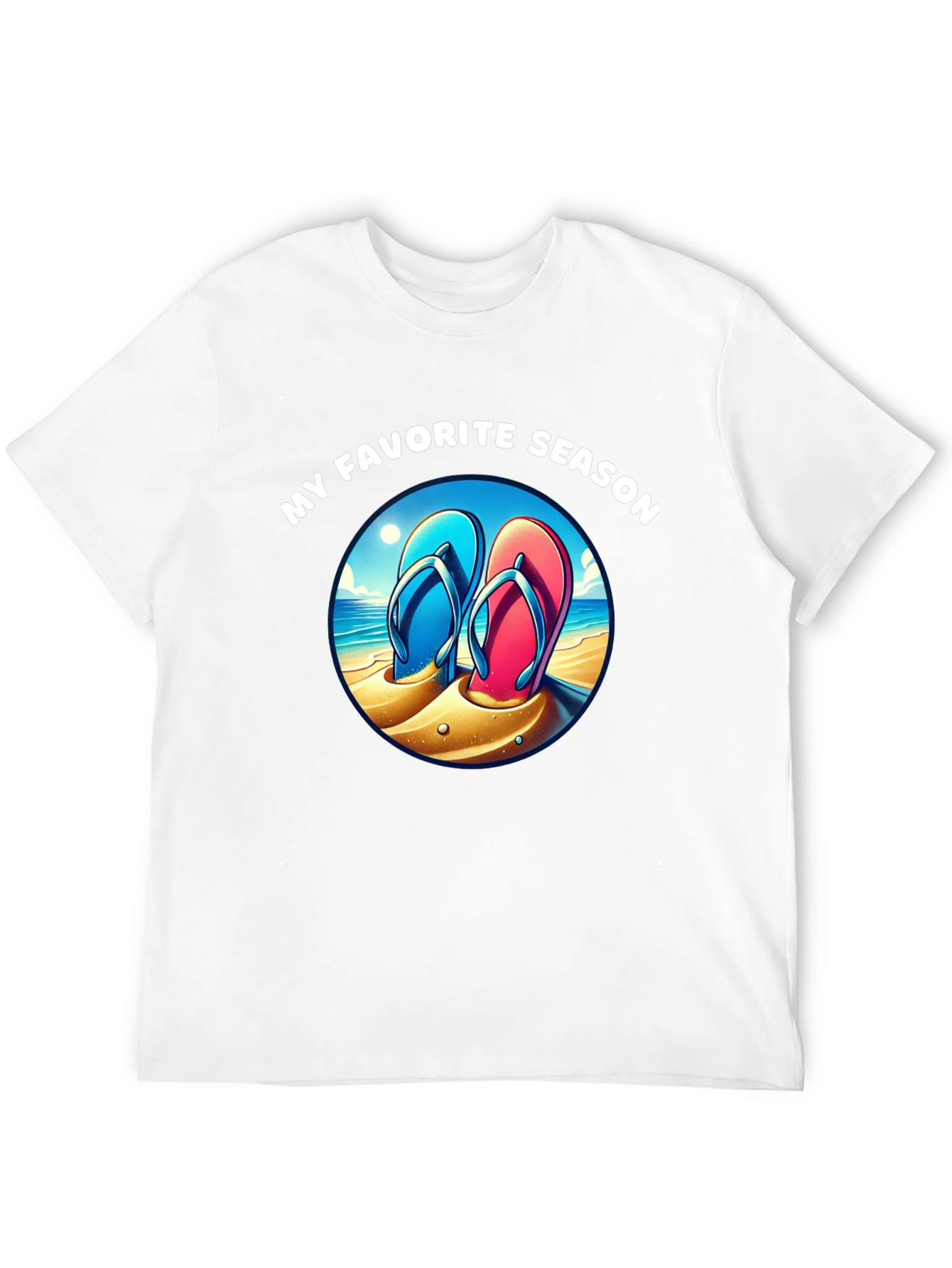 Black My Favorite Season Beach Flip Flop T-Shirt view 12