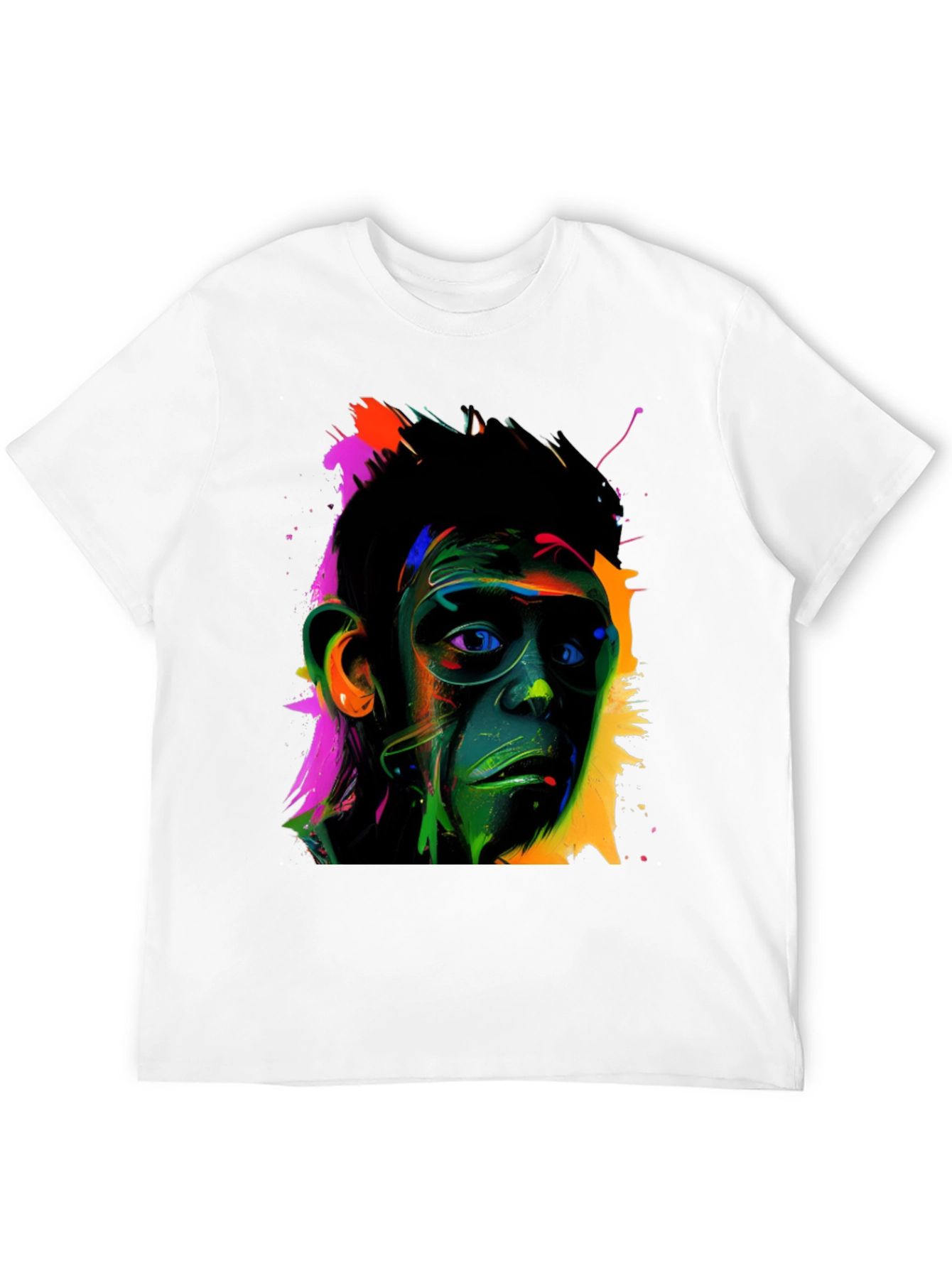 Black Colorful Monkey Face Graphic T-Shirt view 12