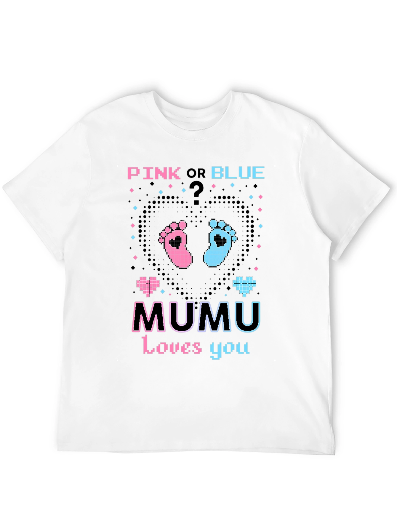 Black Pink or Blue Gender Reveal 'MUMU Loves You' T-Shirt view 12