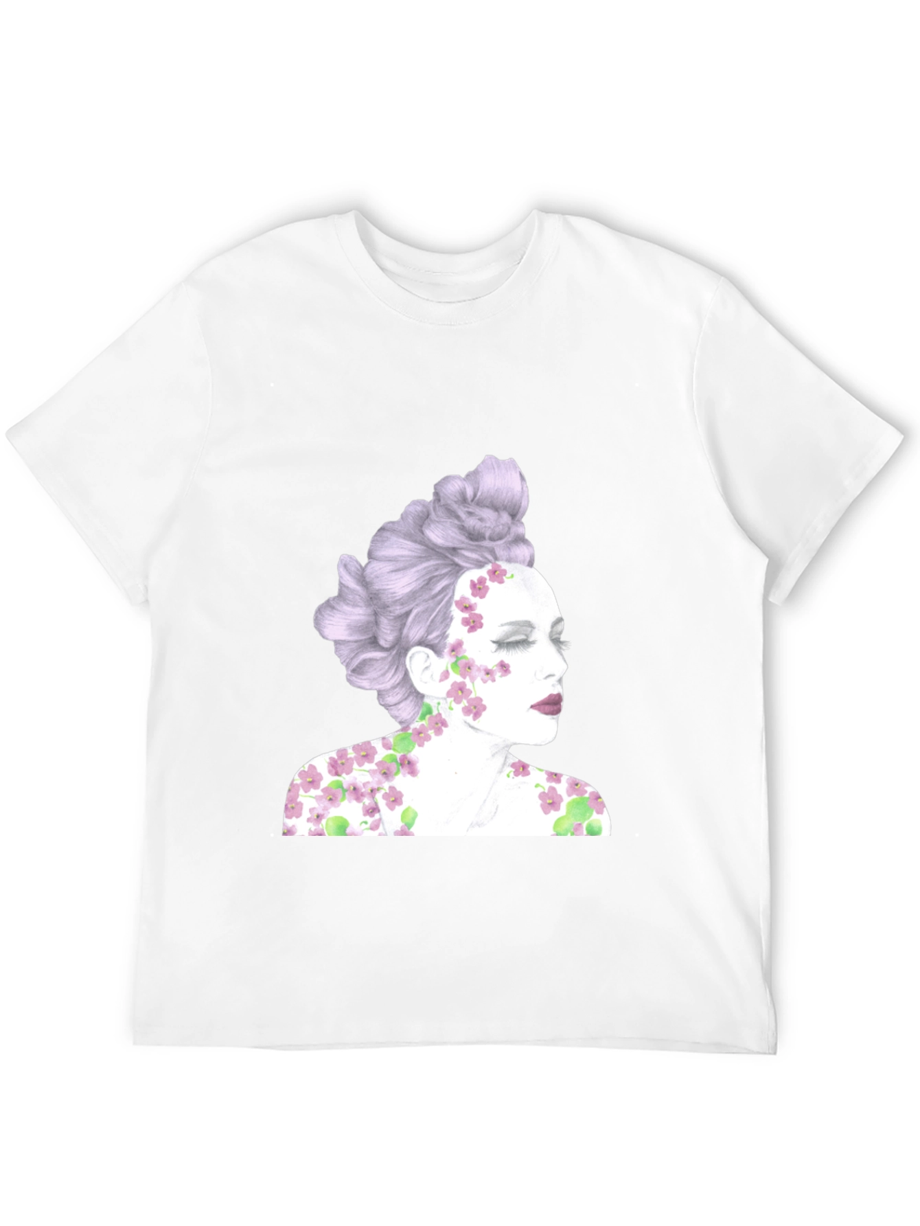 Black Floral Woman Graphic Tee - Unique Design view 12