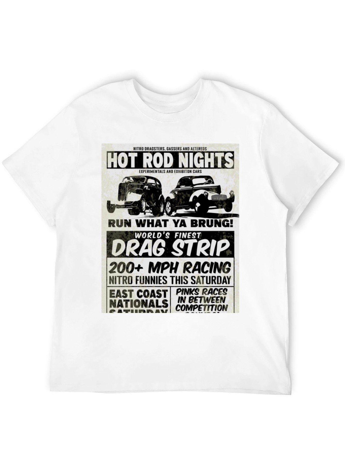 Black Hot Rod Nights Drag Racing T-Shirt view 12