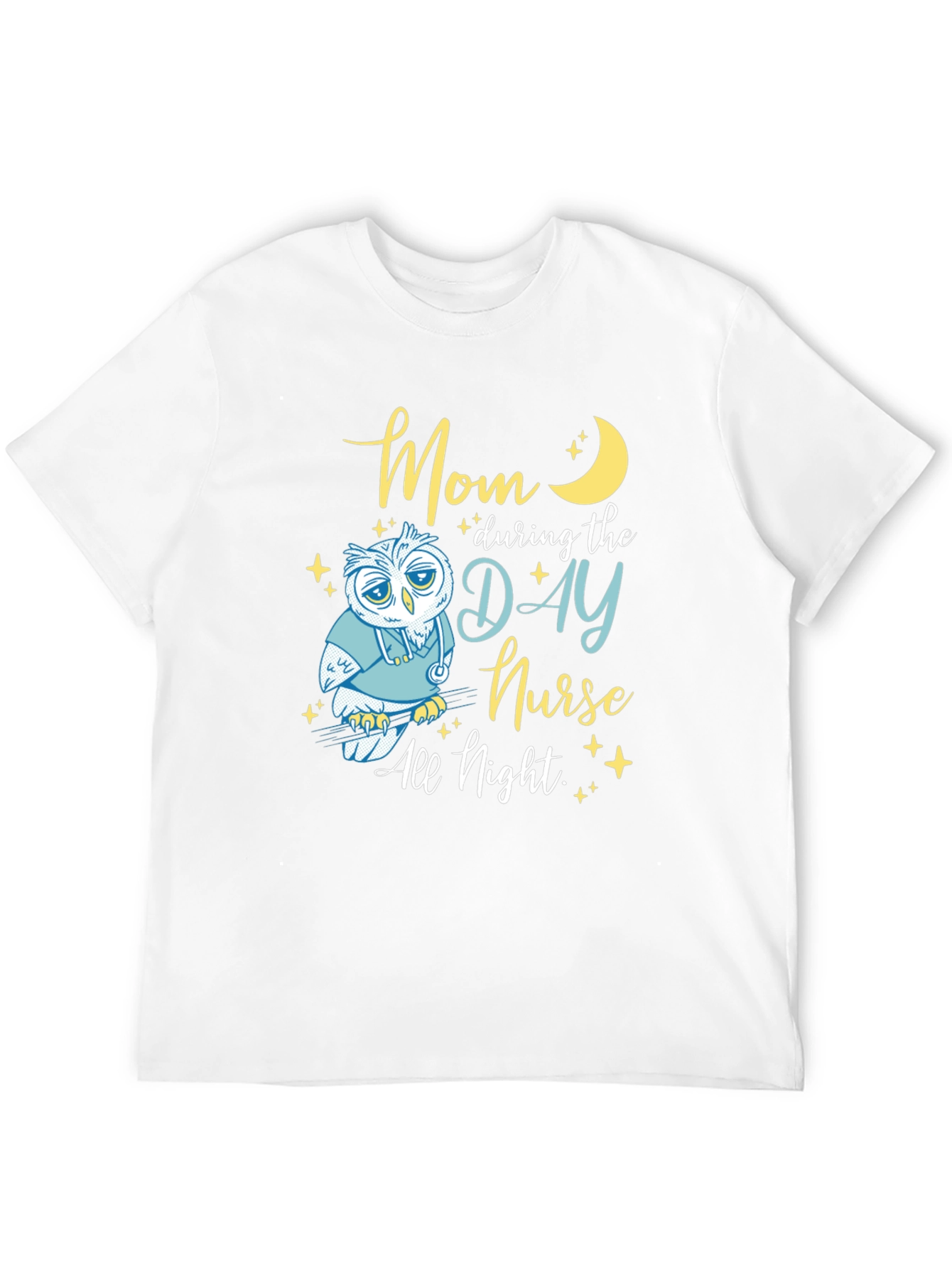 Black Mom Day Nurse, Night Owl T-Shirt - Soft Cotton Blend view 12