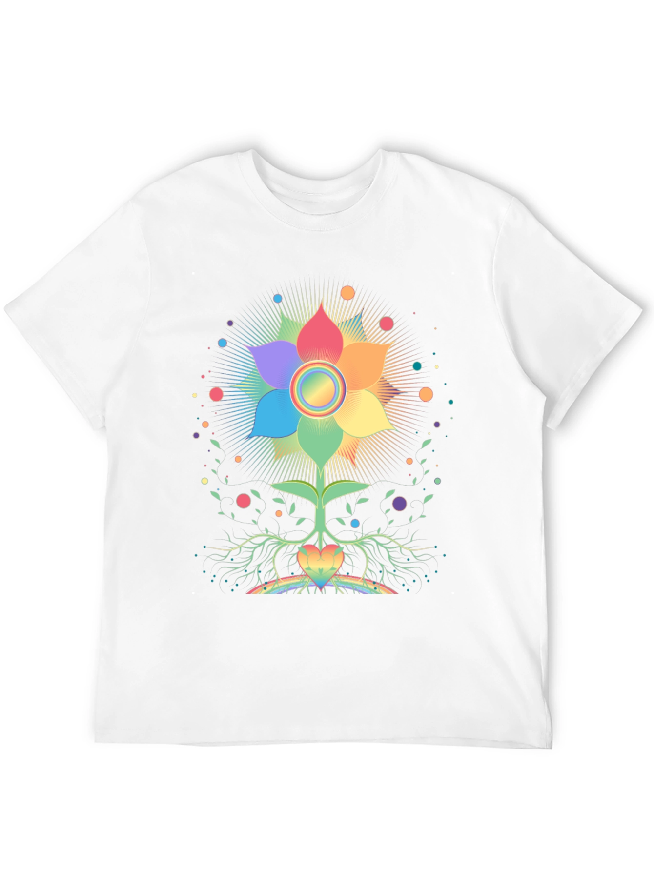 Black Rainbow Flower Chakra Tree Black T-Shirt view 12