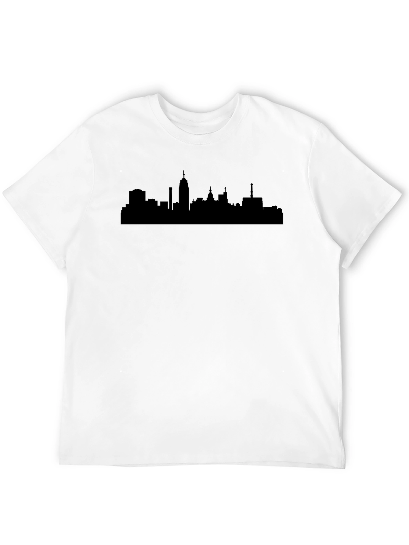 Black Cityscape Graphic Tee - Black Cotton T-Shirt view 12