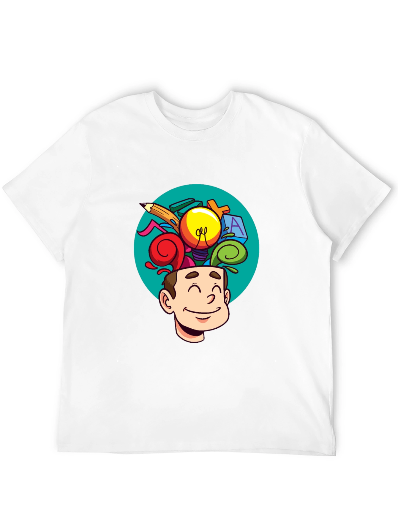 Black Creative Mind T-Shirt - Cartoon Brain view 12