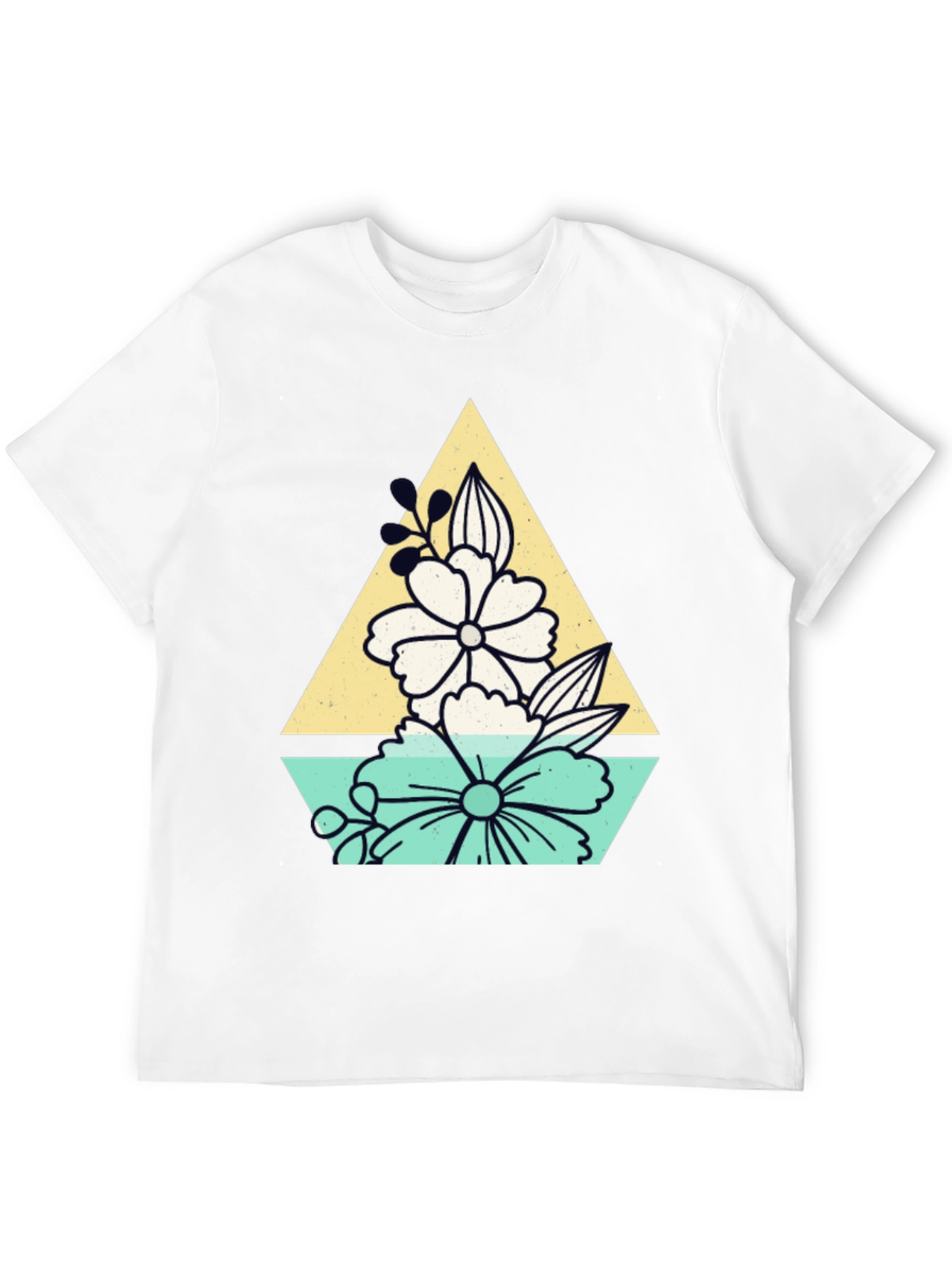 Black Floral Triangle Graphic T-Shirt view 12