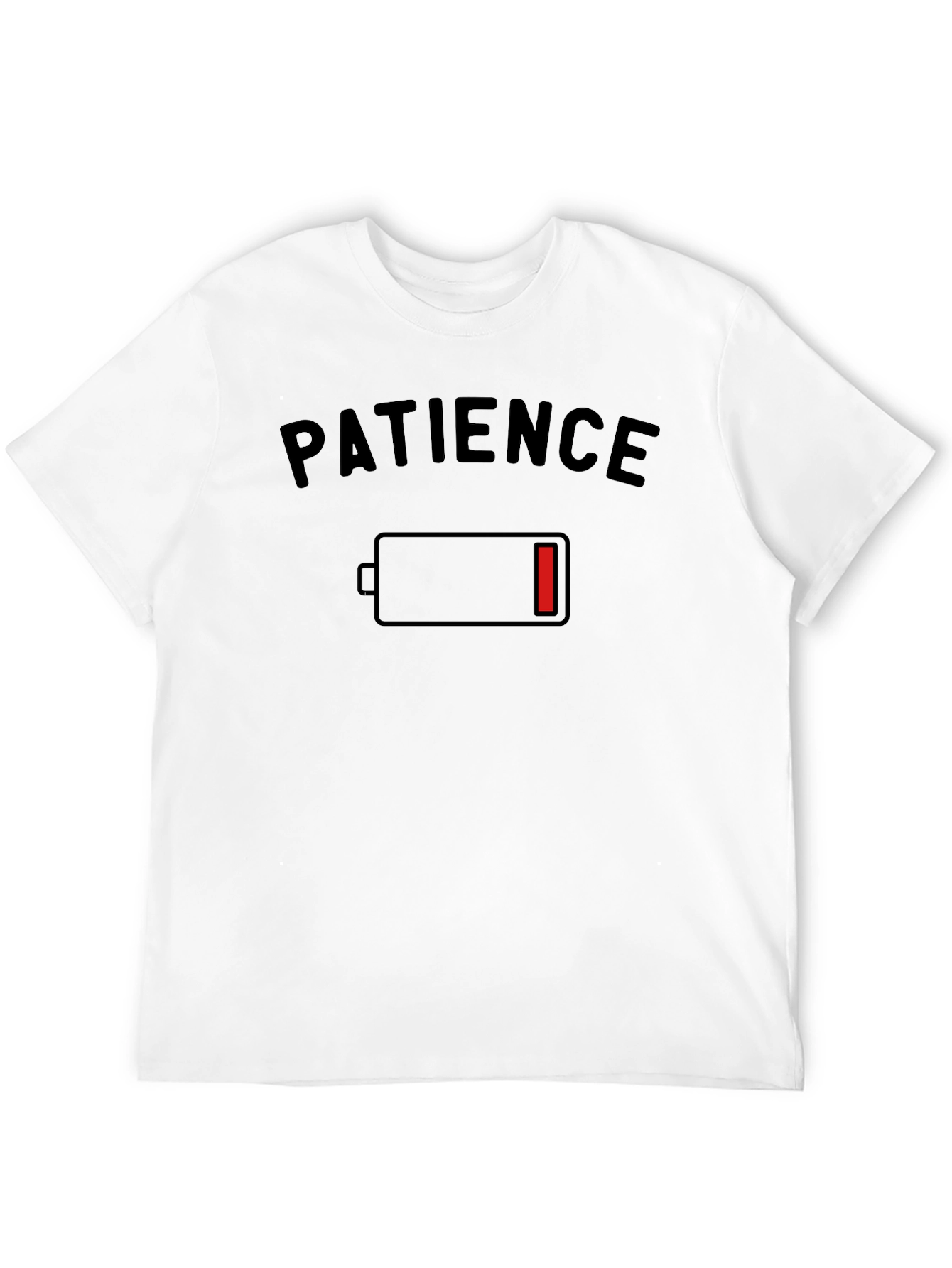 Black Patience Low Battery Black Graphic T-Shirt view 12