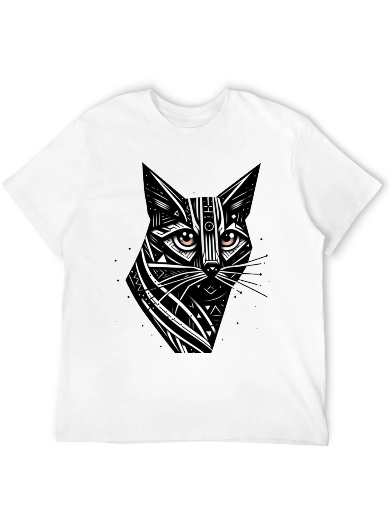 Black Tribal Cat Graphic Black T-Shirt view 12