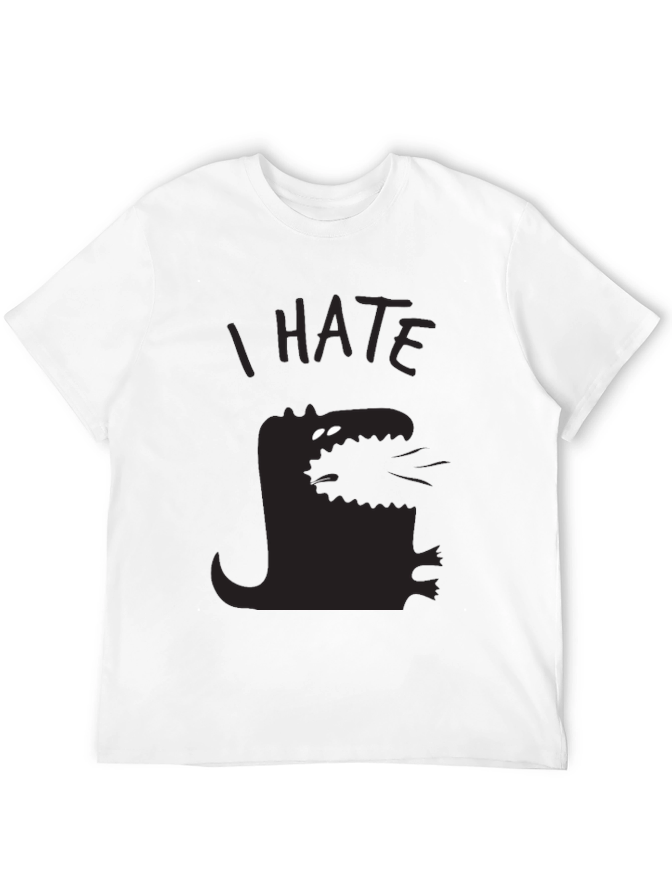 Black I Hate Dinosaur Black T-Shirt view 12