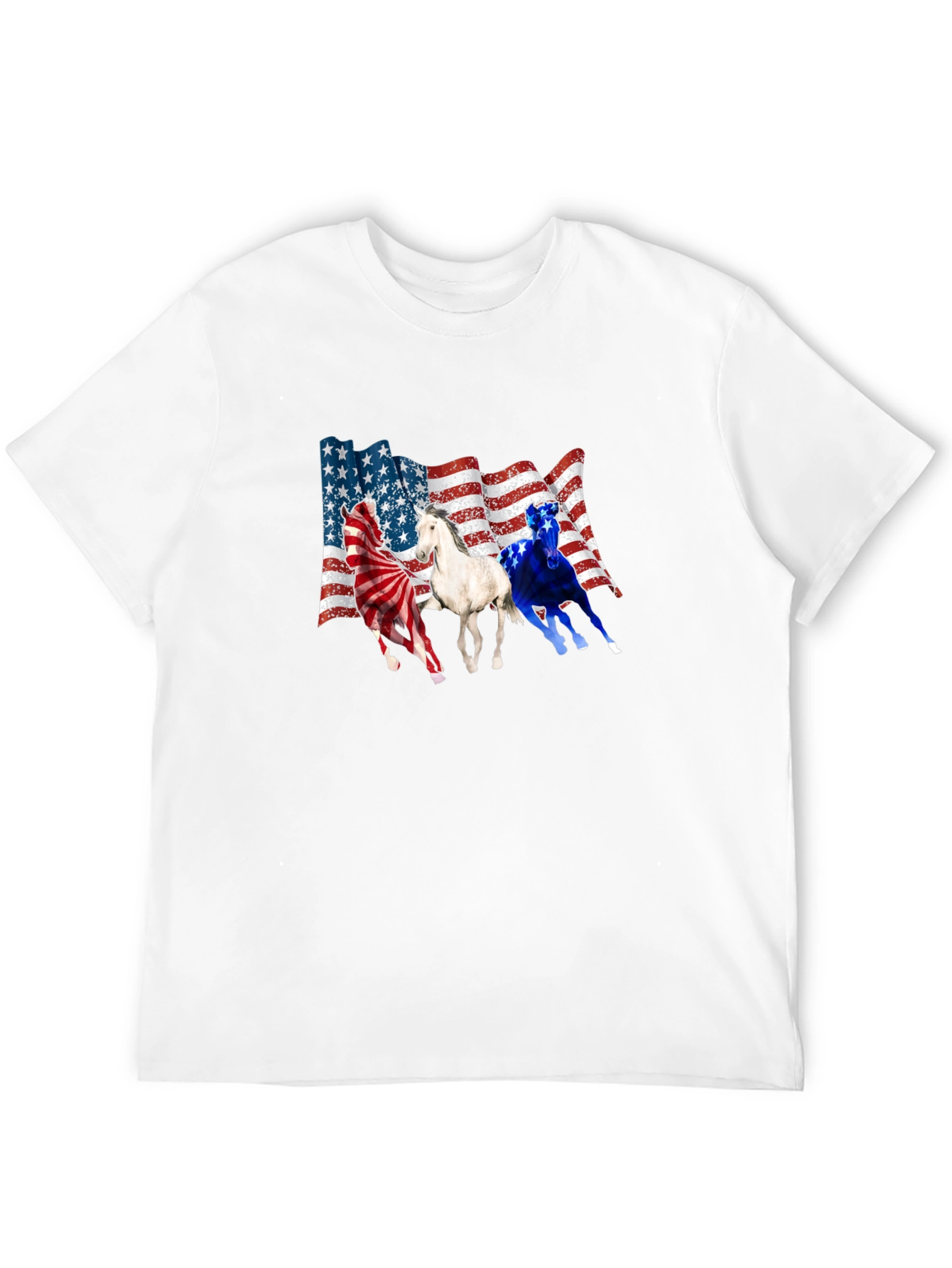 Black Patriotic Horses USA Flag T-Shirt view 12