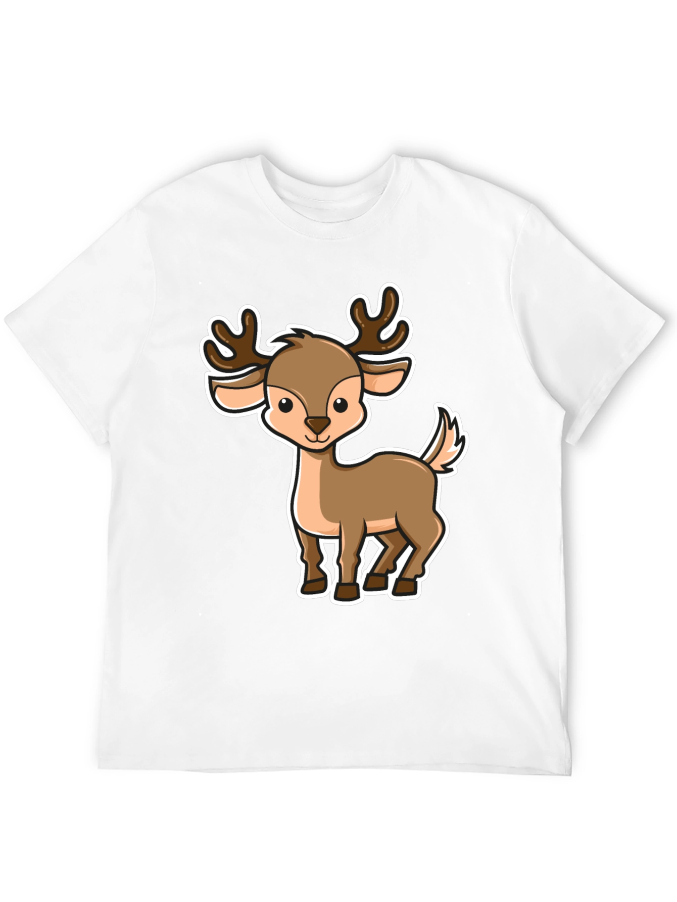 Black Cute Cartoon Deer Graphic Tee view 12