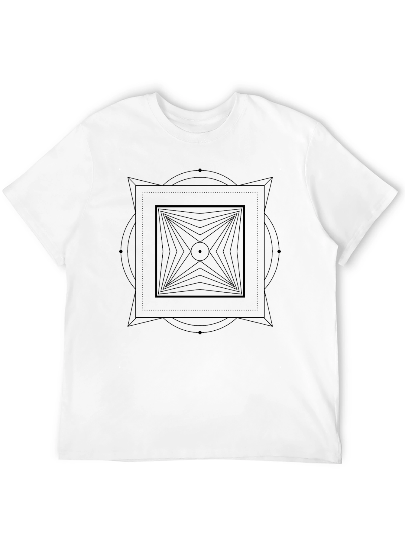 Black Geometric Square Design Black Graphic Tee view 12