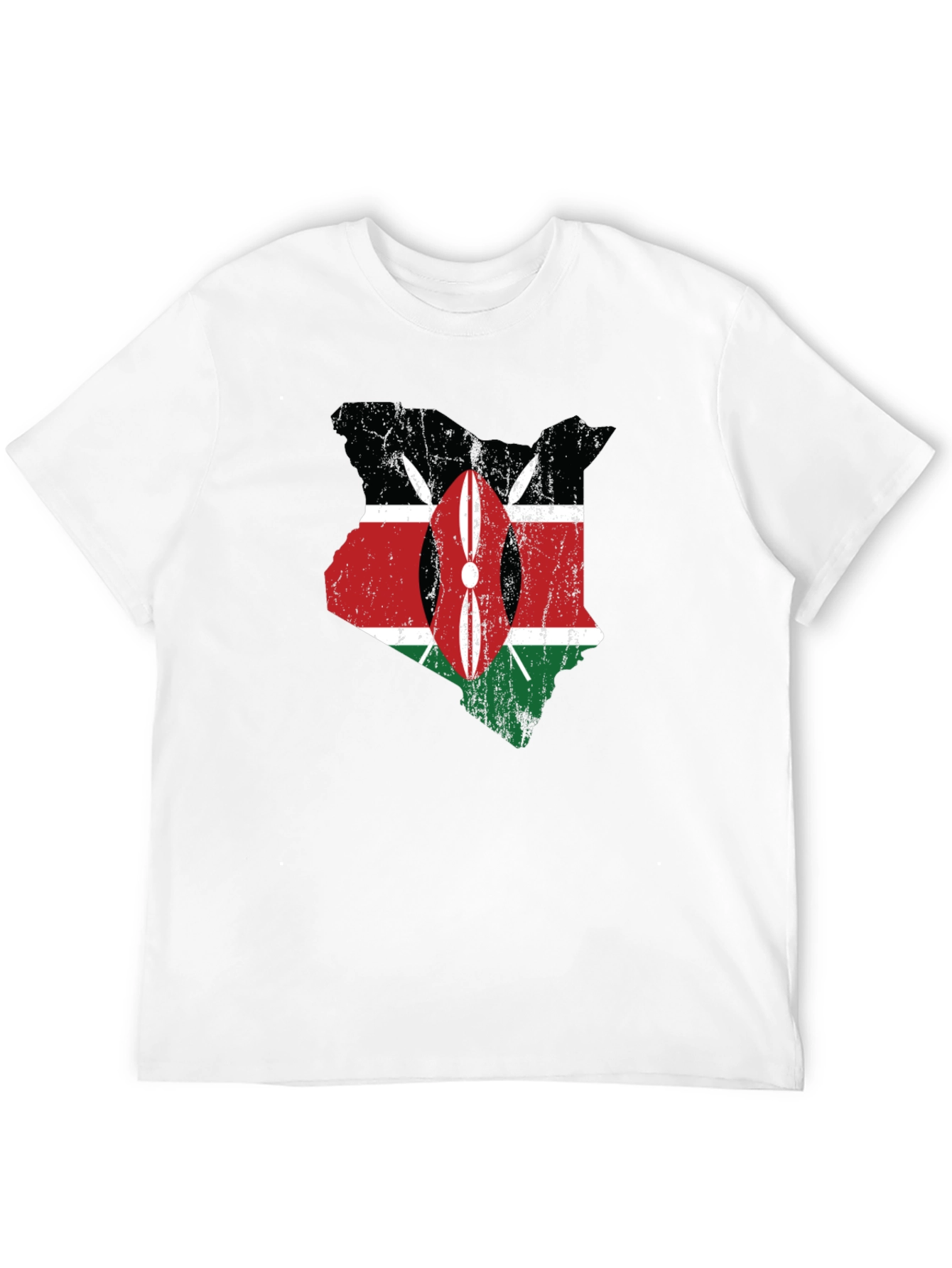 Kenya Flag Map T-Shirt - Distressed Graphic Tee - 12