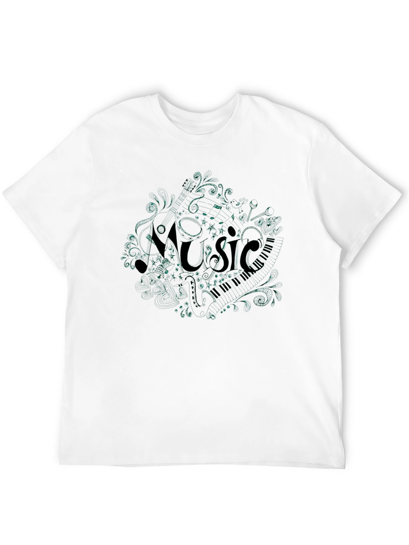 Black Music Notes T-Shirt - Stylish Graphic Tee view 12