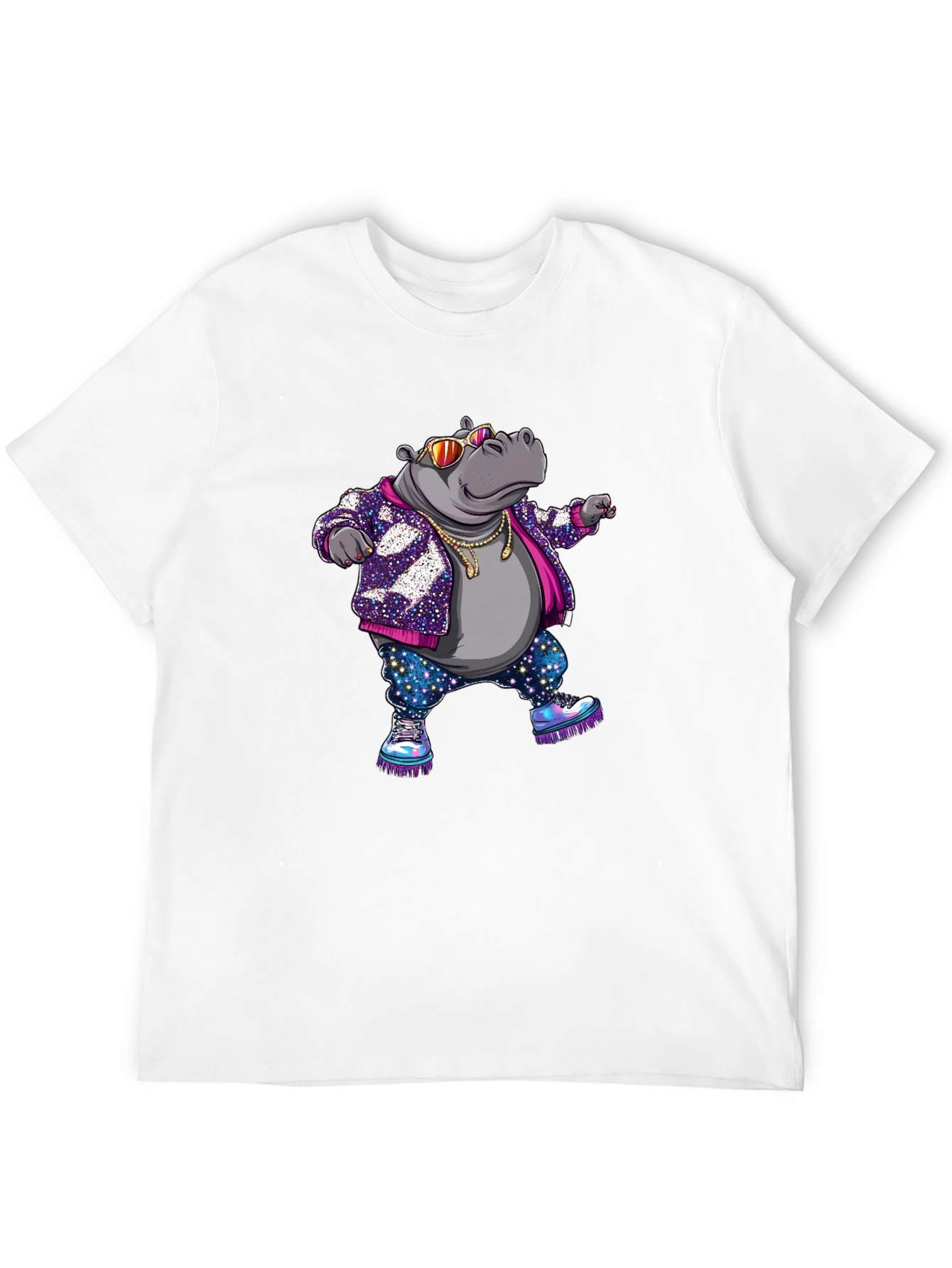 Black Cool Hippo Graphic T-Shirt view 12
