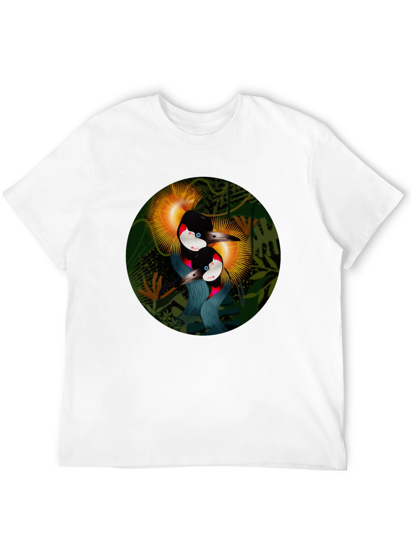 Black Tropical Bird Graphic Tee - Black Cotton Blend view 12