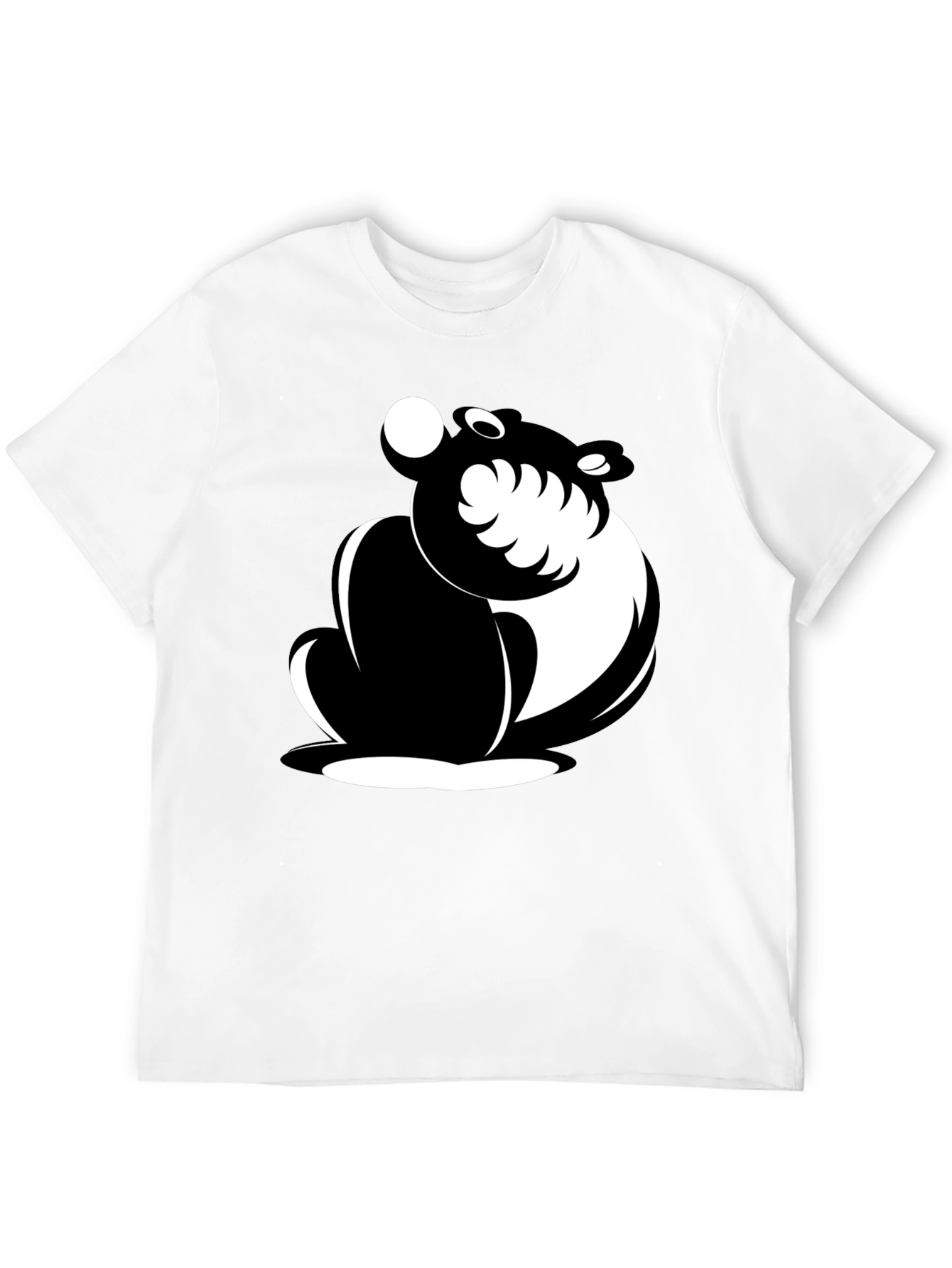 Black Black Cartoon Bear Graphic T-Shirt view 12