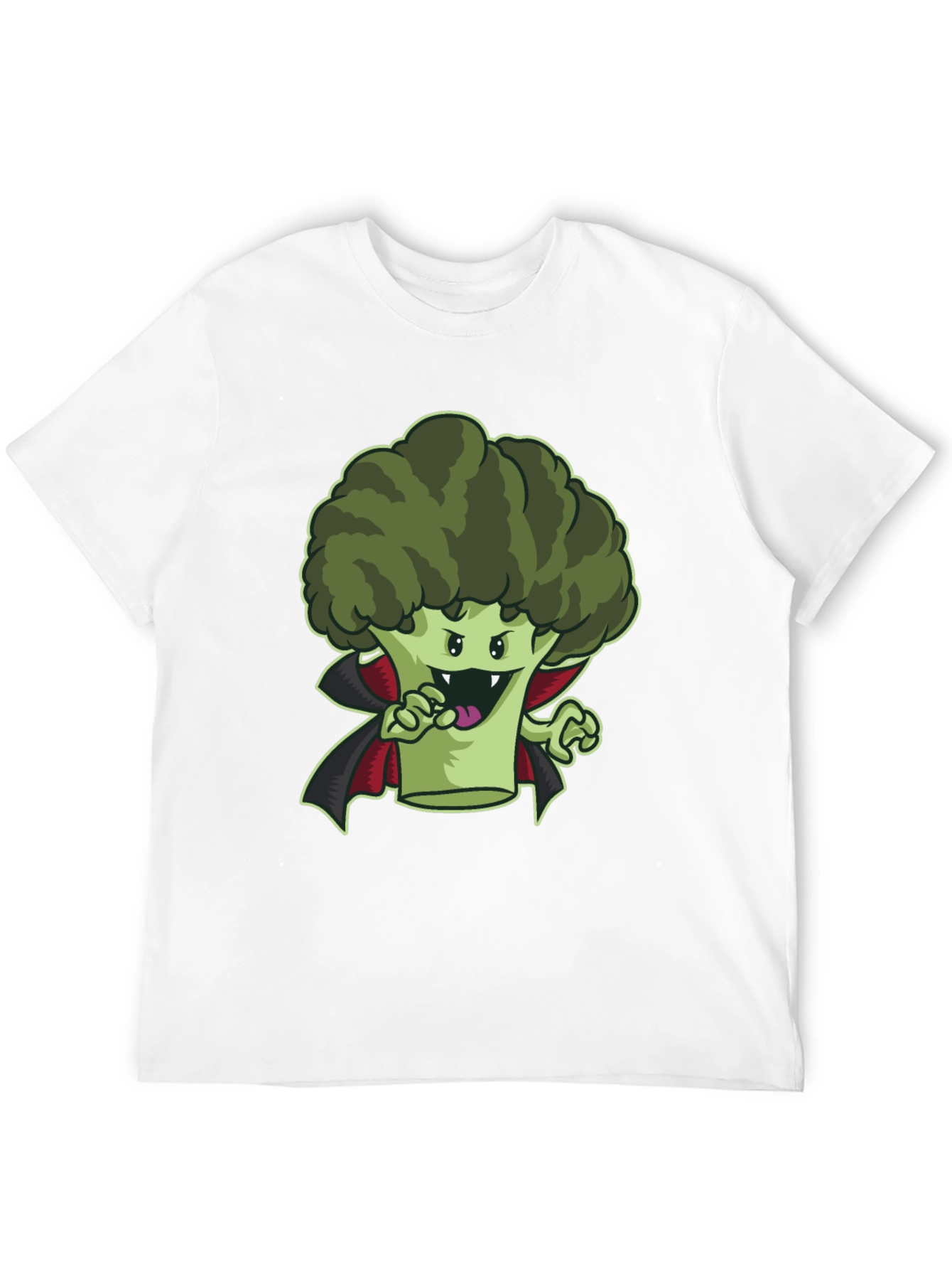 Black Broccoli Vampire Graphic Tee - Funny Halloween Shirt view 12