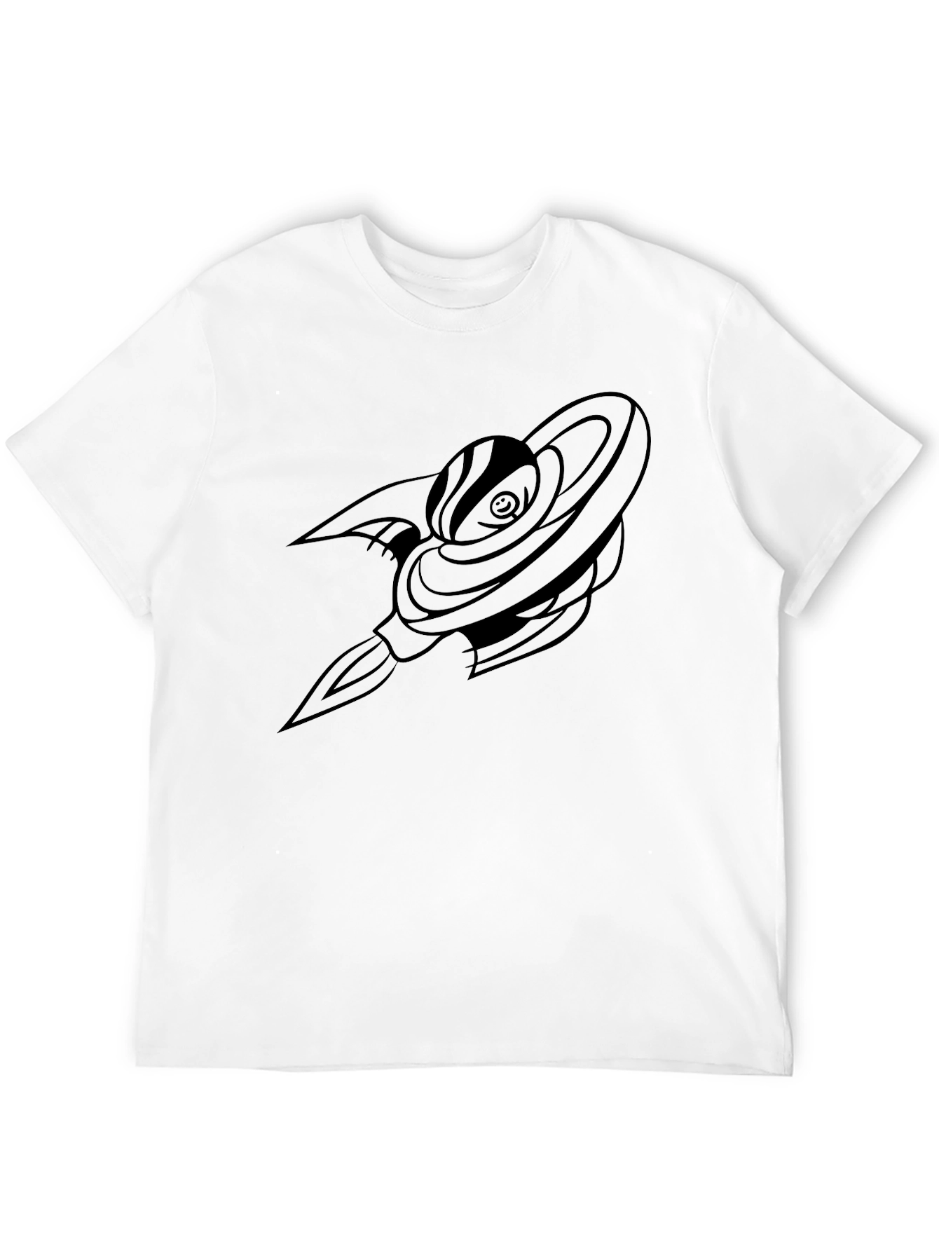 Black Unique Black Graphic Tee - Saturn Rocket Design view 12