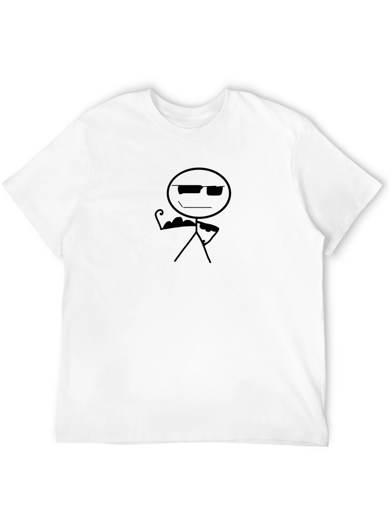 Black Cool Stick Figure Muscle T-Shirt - Black Cotton Tee view 12