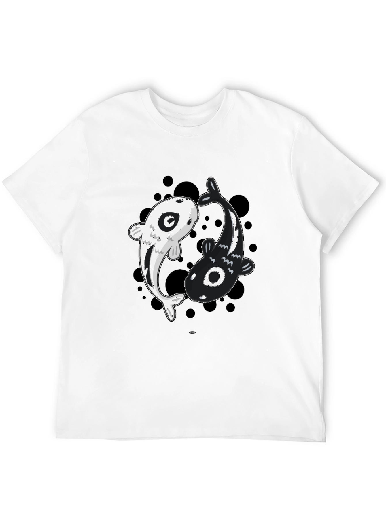 Black Yin Yang Koi Fish Graphic Tee - Black view 12