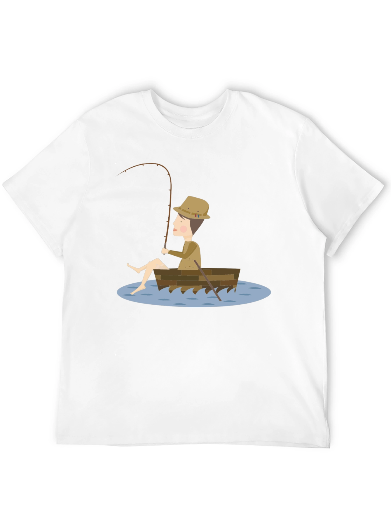 Black Fishing Cartoon Graphic Tee Shirt view 12