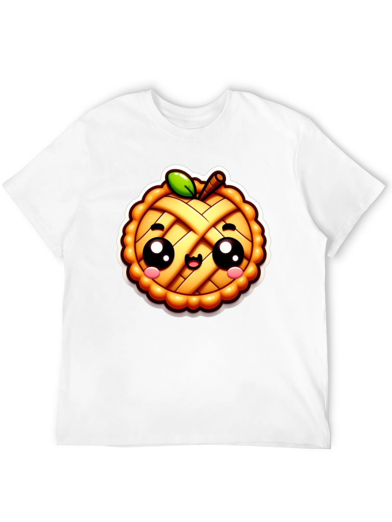 Black Cute Apple Pie Cartoon Black T-Shirt view 12