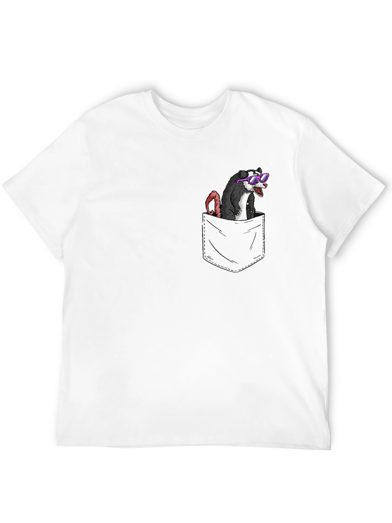 Black Cool Opossum Pocket T-Shirt - Funny Animal Graphic Tee view 12