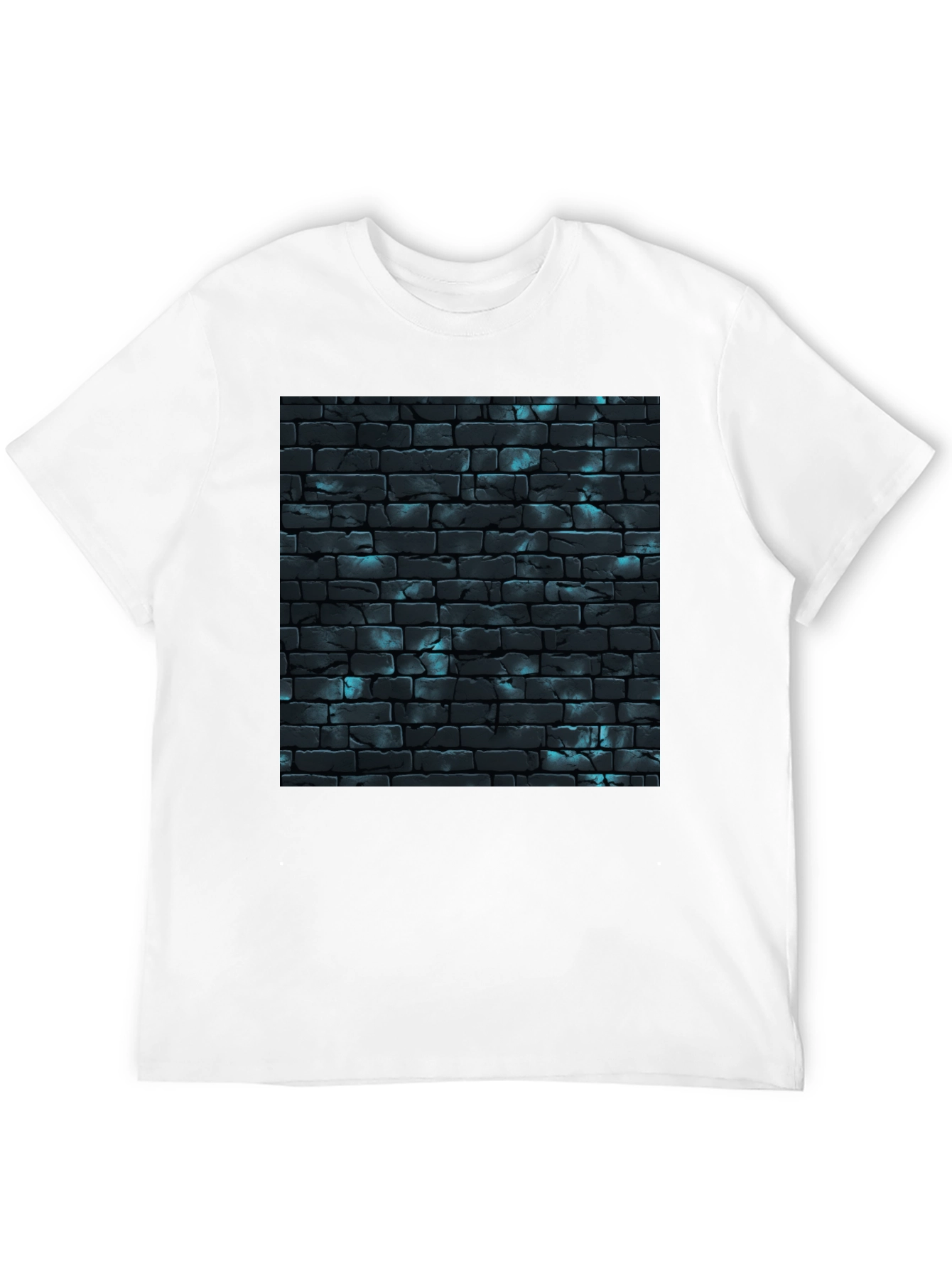 Black Cool Brick Wall Pattern Black T-Shirt view 12
