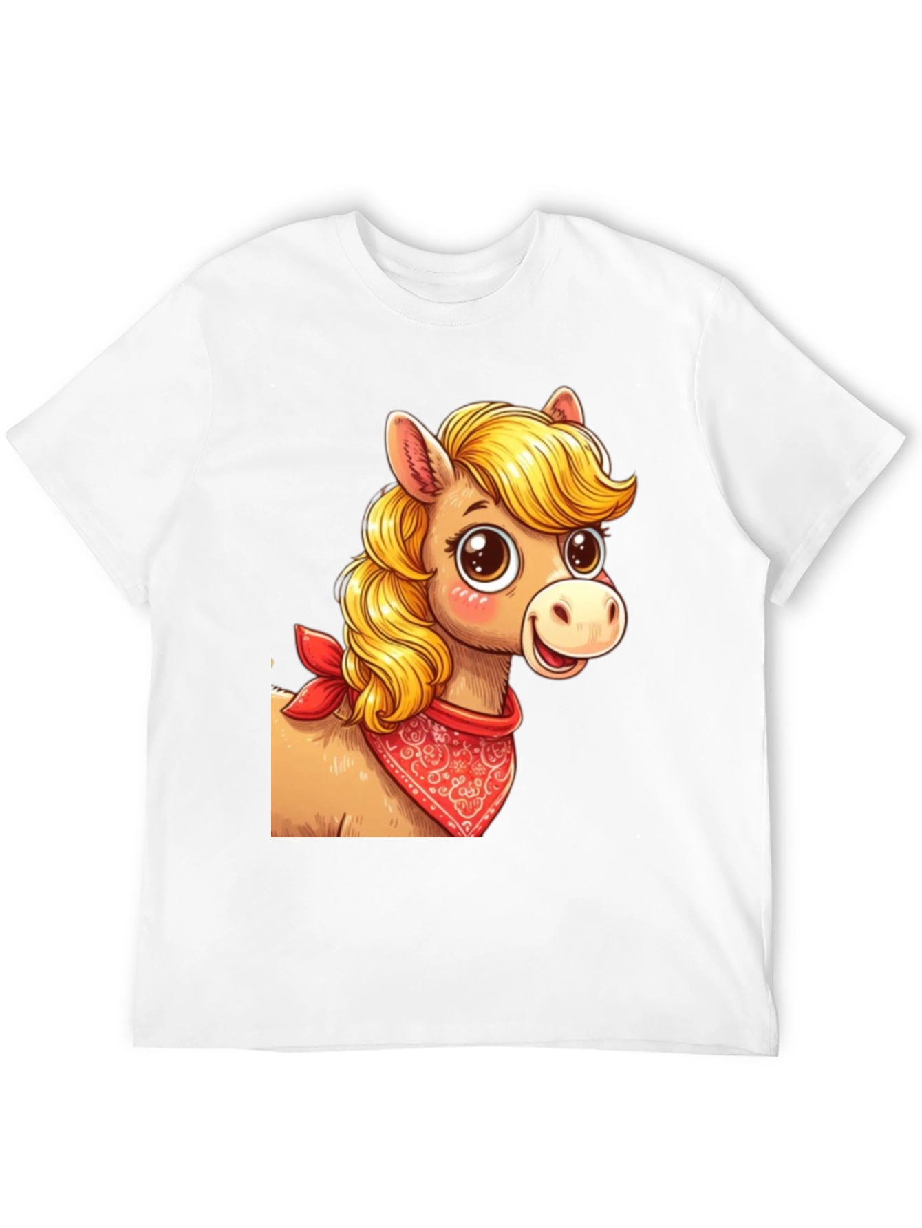 Black Cartoon Horse Bandana Graphic T-Shirt view 12