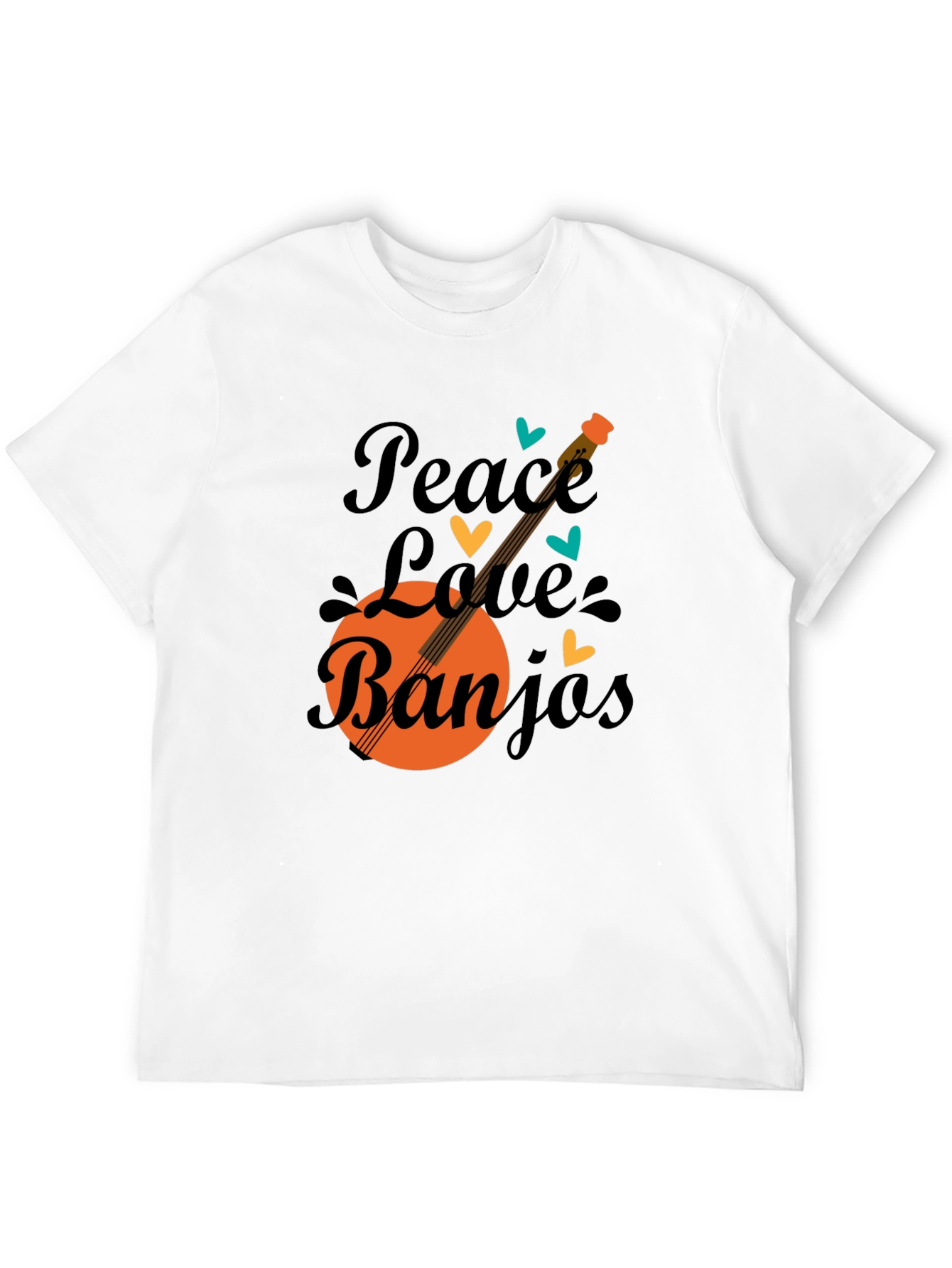 Black Peace Love Banjos T-Shirt - Black view 12