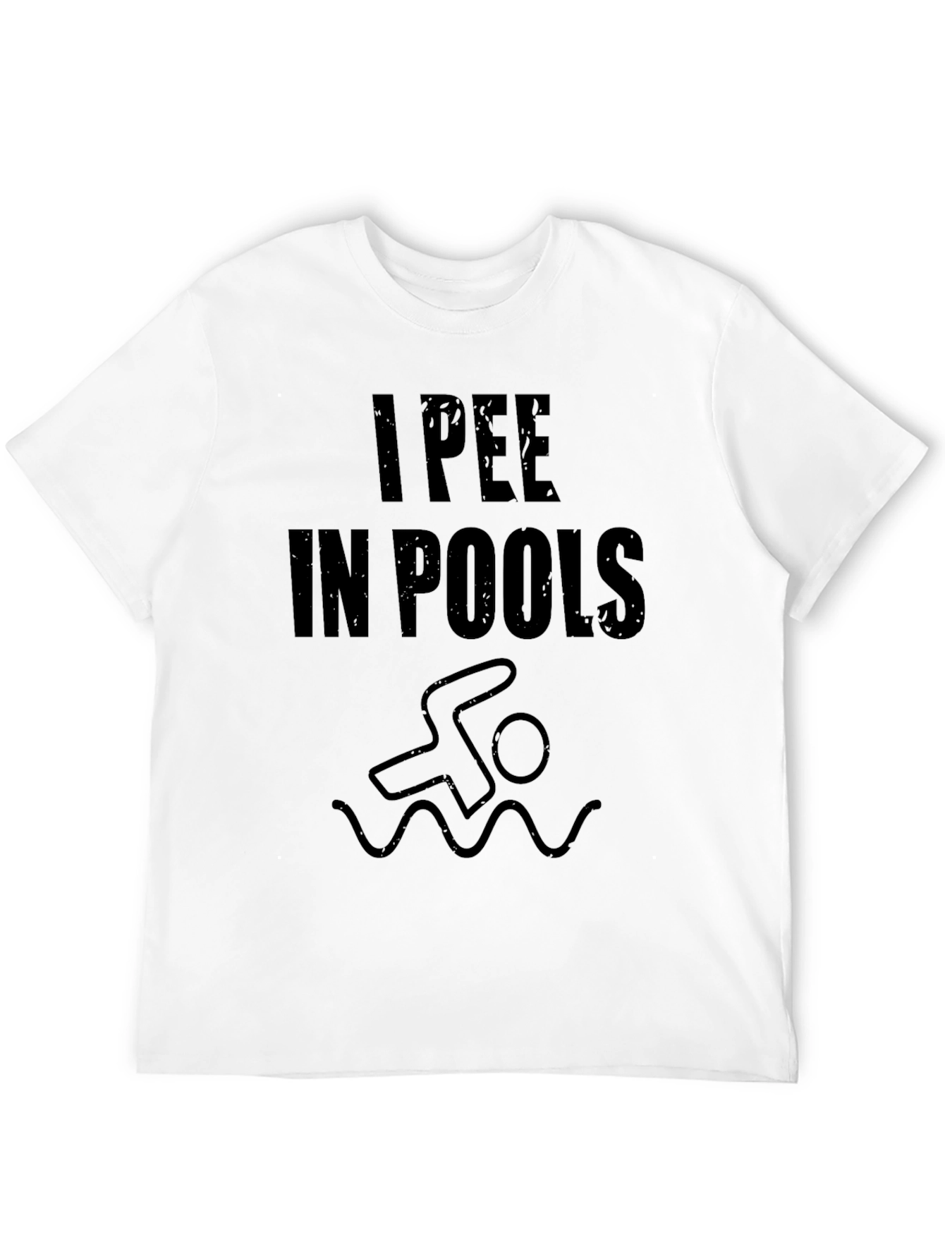 Black I Pee in Pools Graphic T-Shirt - Black Crew Neck view 12