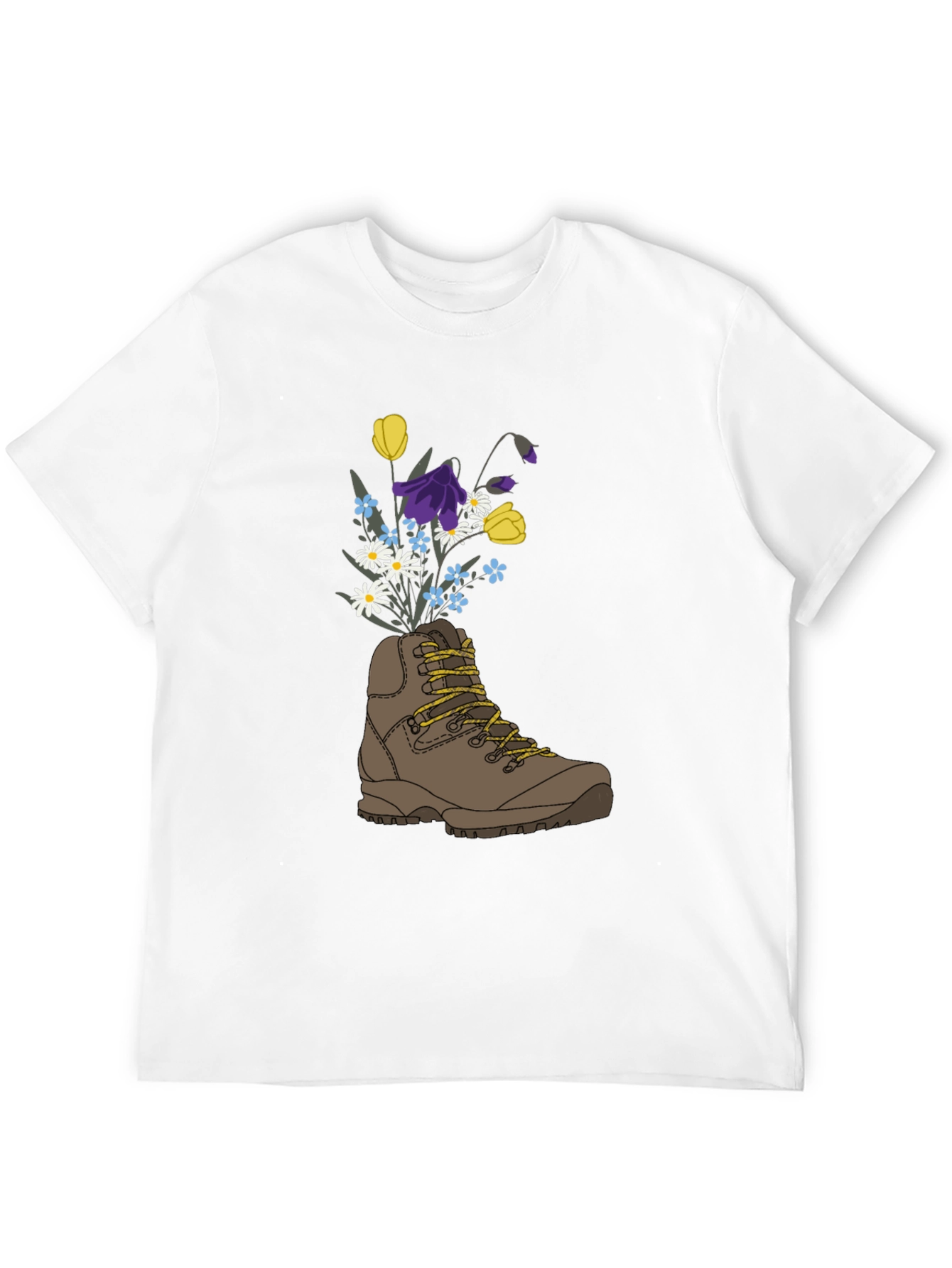 Black Floral Hiking Boot Graphic T-Shirt view 12