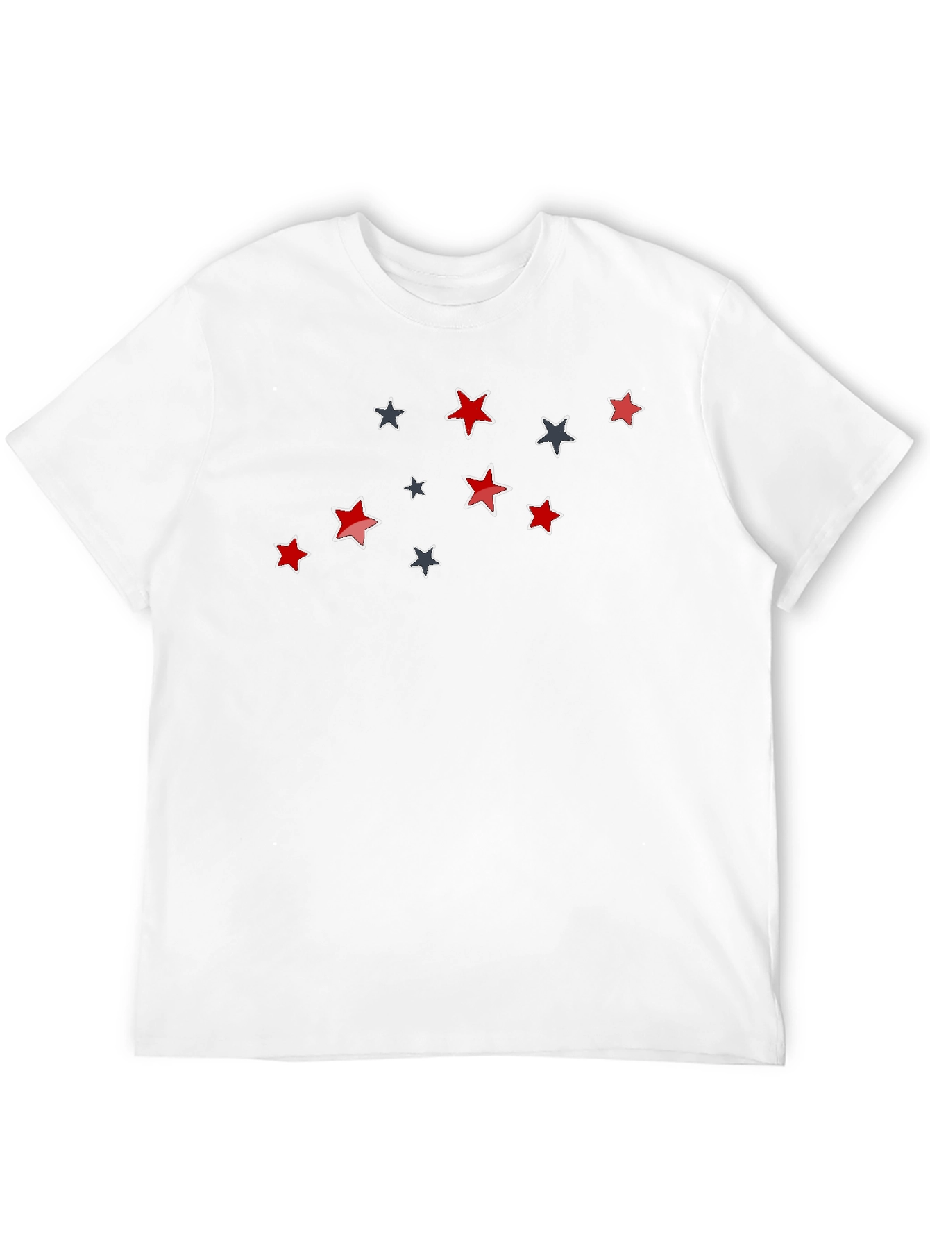 Black Stylish Star Pattern Black T-Shirt view 12