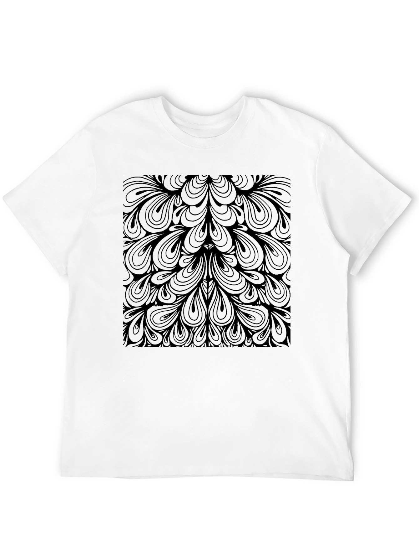 Black Abstract Pattern Graphic Tee - Black Cotton Blend view 12