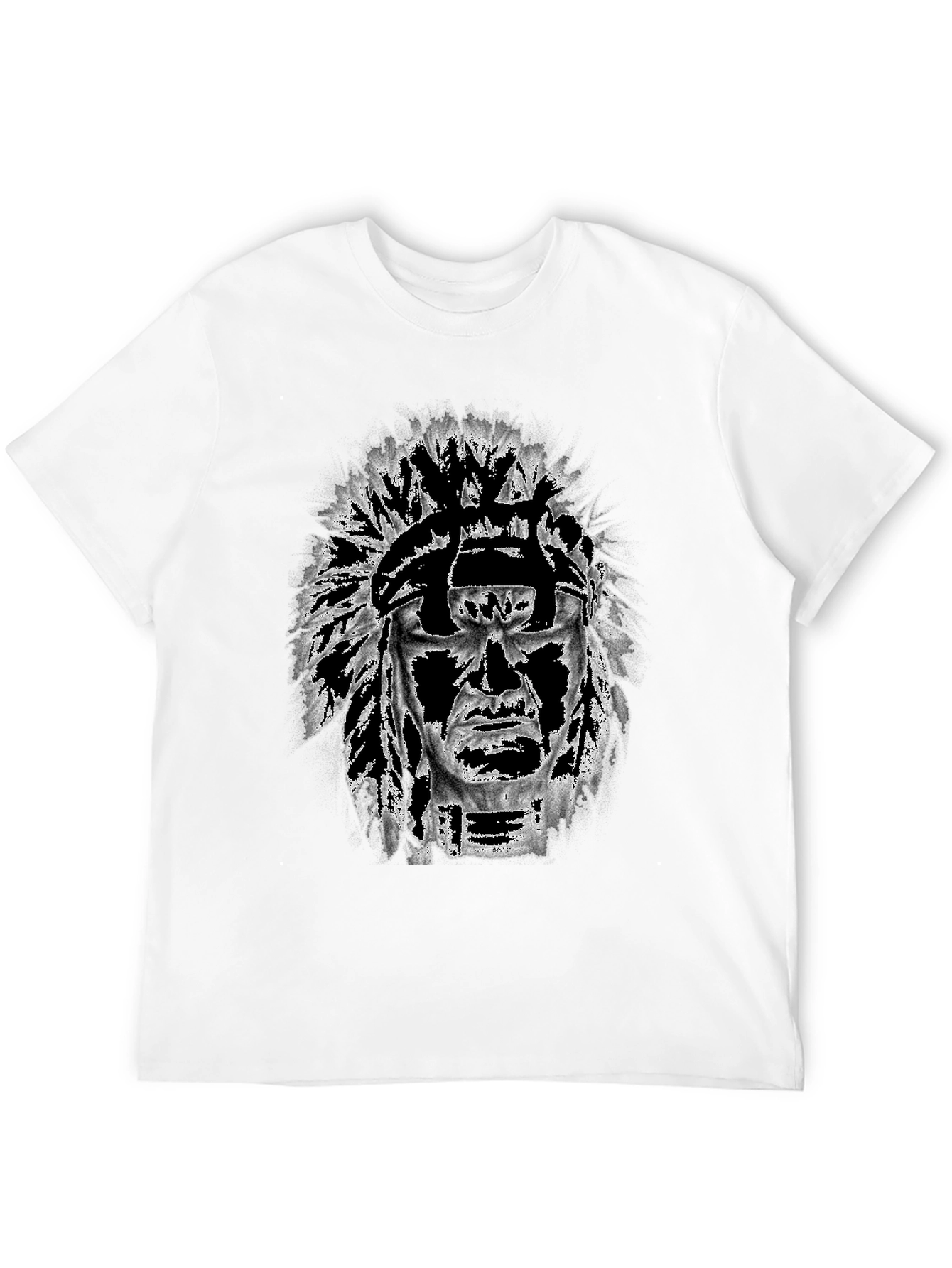 Black Graphic Tee: Native American Headdress Design view 12