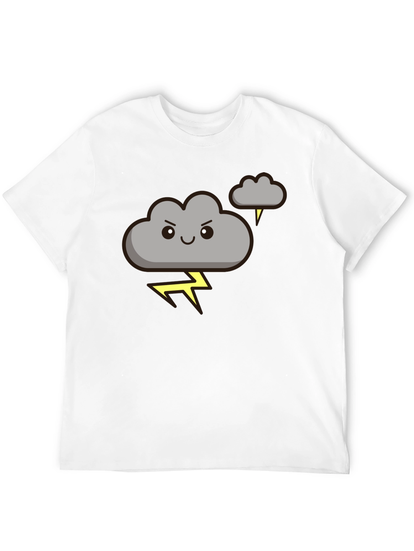 Black Cartoon Cloud Lightning Graphic Tee - Black view 12