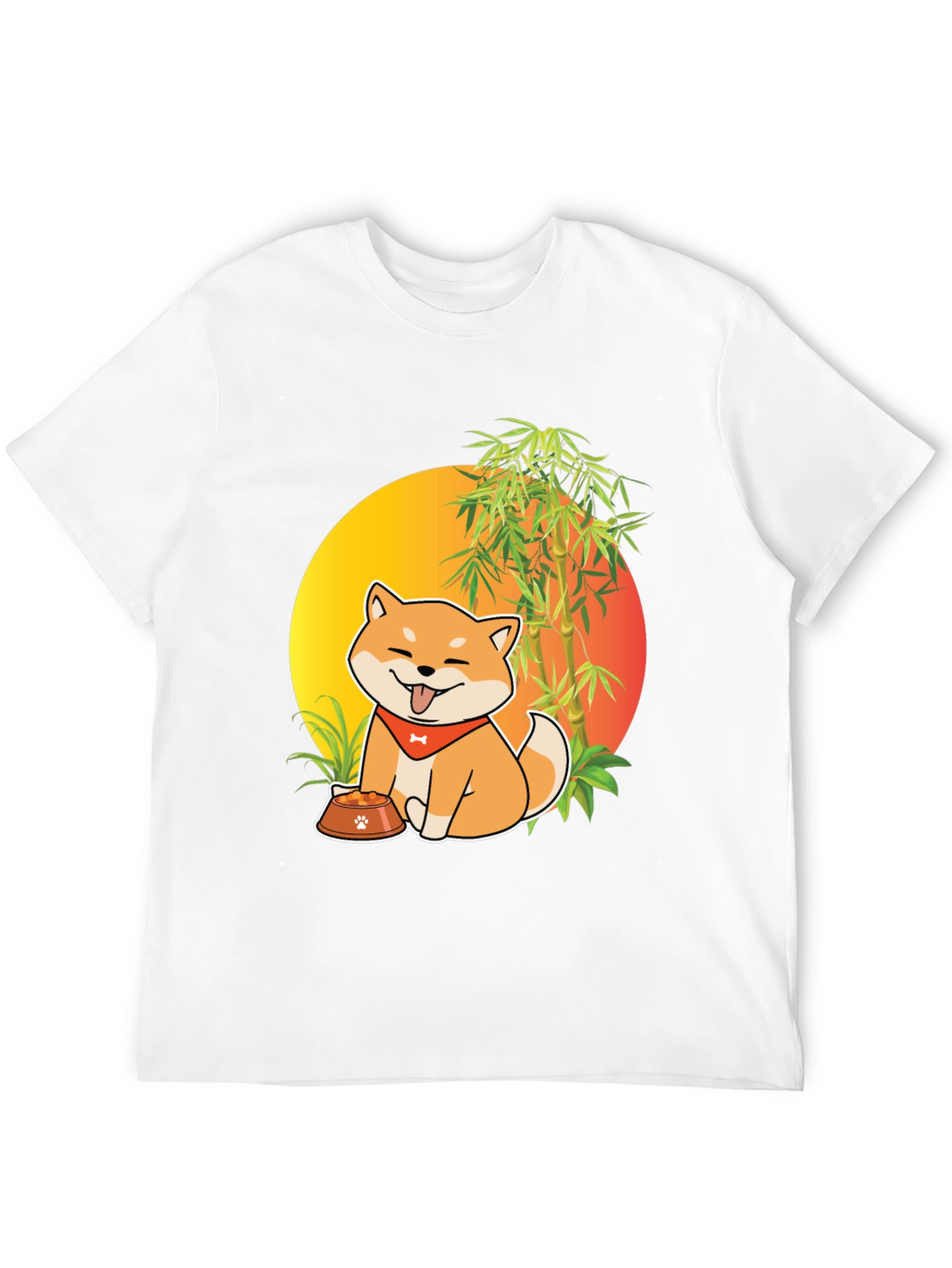 Black Shiba Inu Dog Cartoon Graphic T-Shirt view 12