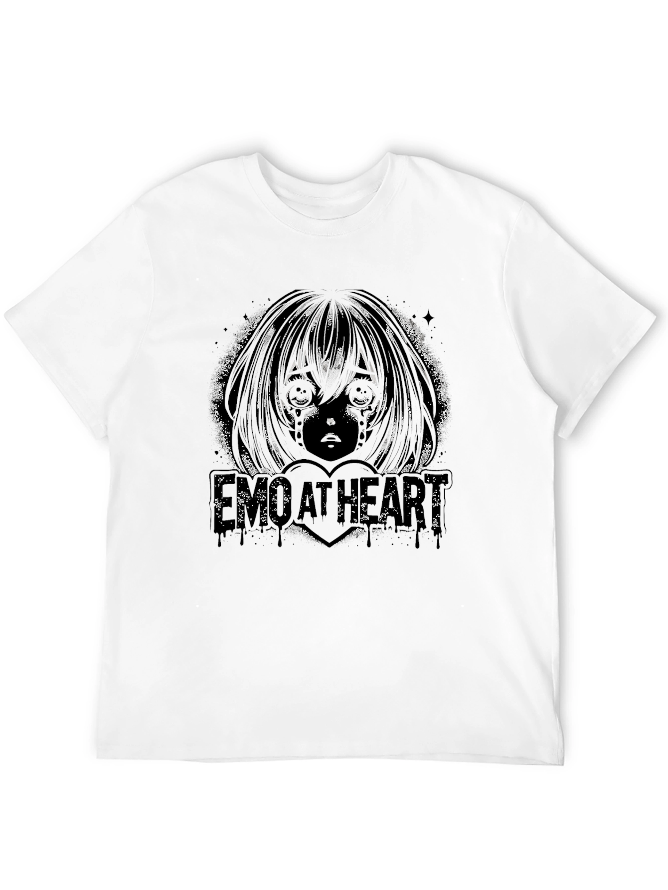 Black Emo Anime Graphic Black T-Shirt view 12