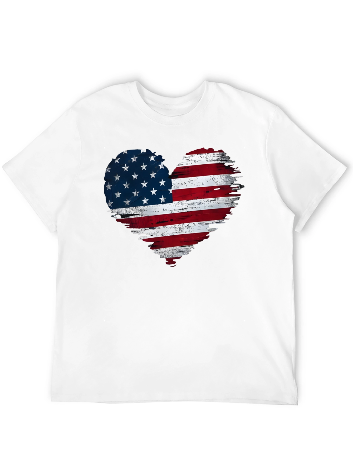 Black American Flag Heart Graphic T-Shirt view 12