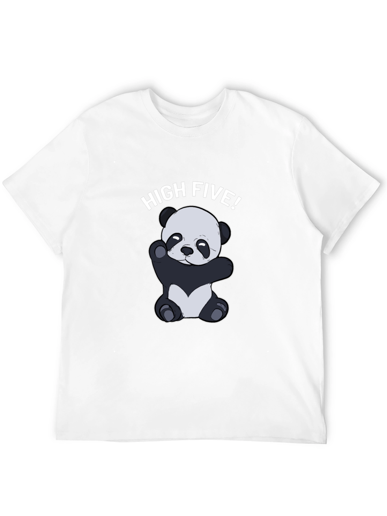 Black Panda High Five Graphic Tee - Black Cotton T-Shirt view 12
