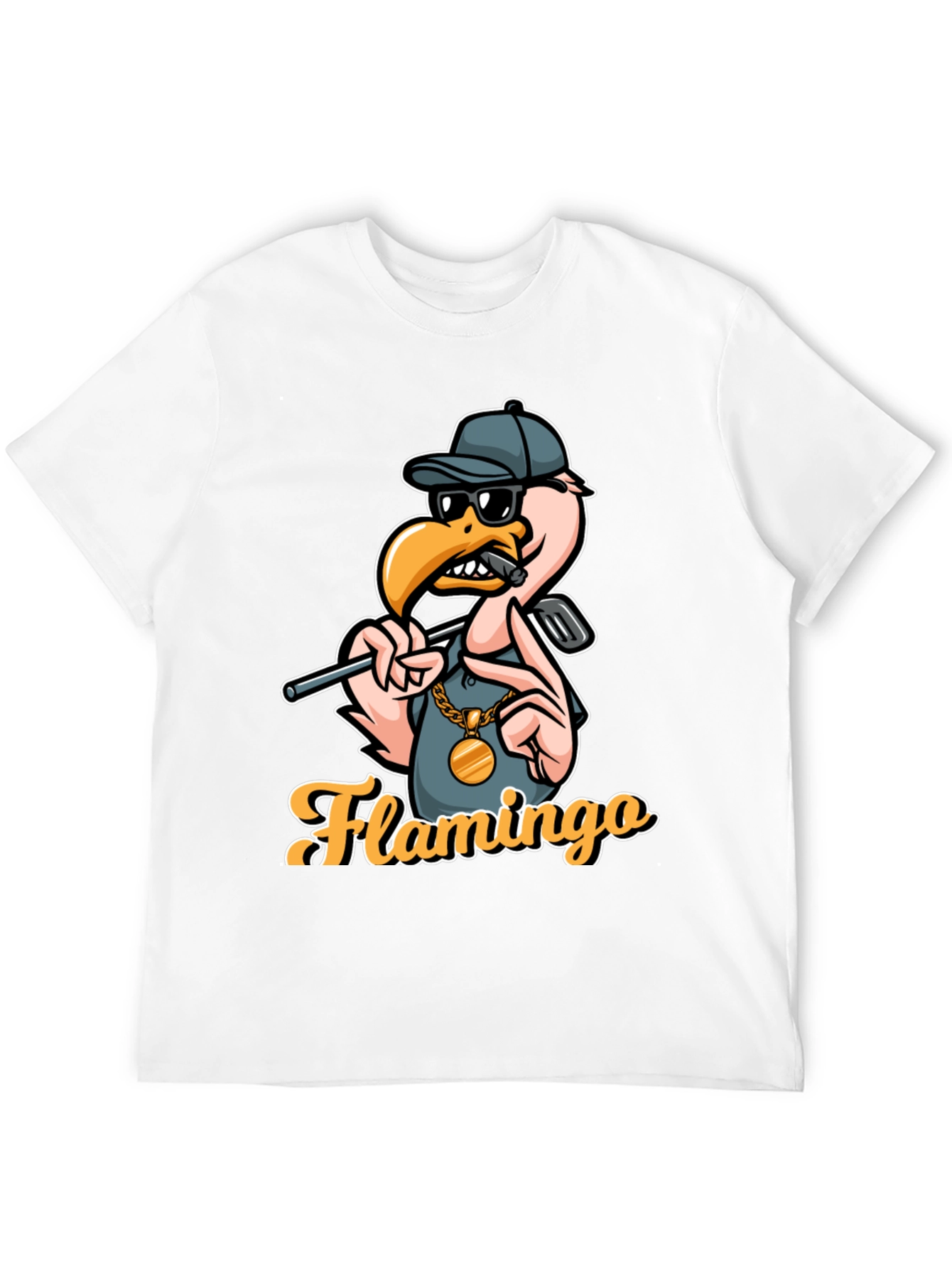 Black Cool Flamingo Golf T-Shirt view 12