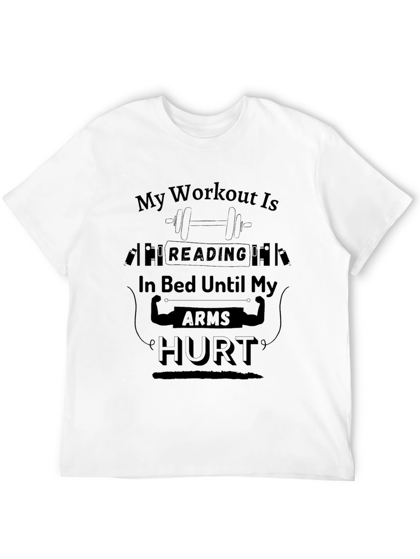 Black Workout Reading in Bed T-Shirt view 12