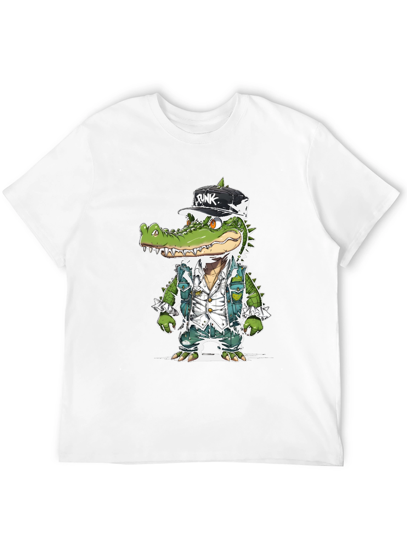 Black Punk Gator T-Shirt - Cool Reptile Streetwear view 12