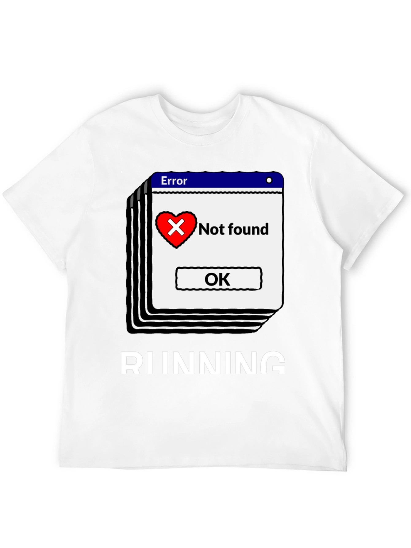 Black Error Heart Not Found Running T-Shirt view 12