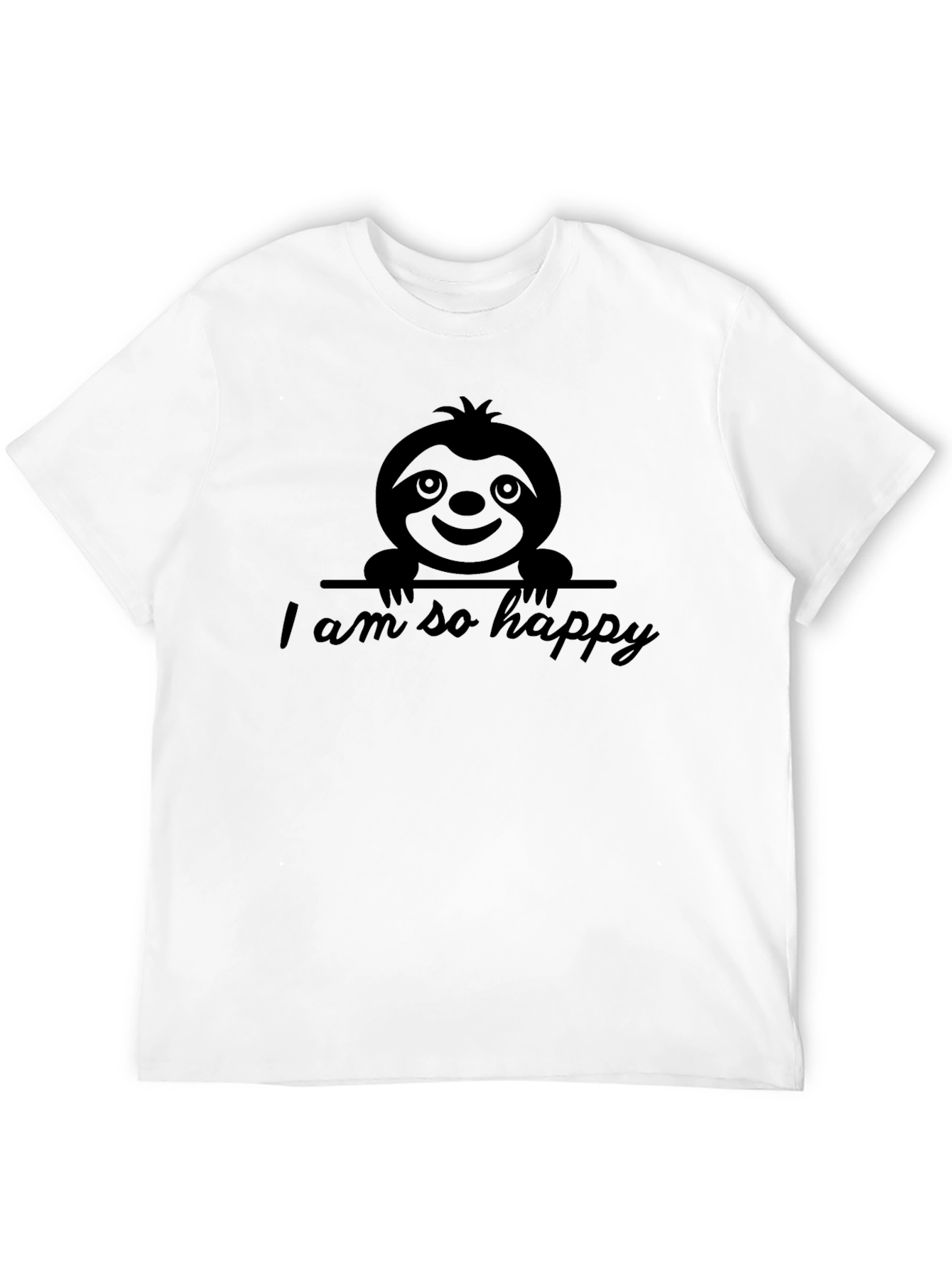 Black Happy Sloth Graphic Tee - Unisex Cotton T-Shirt view 12