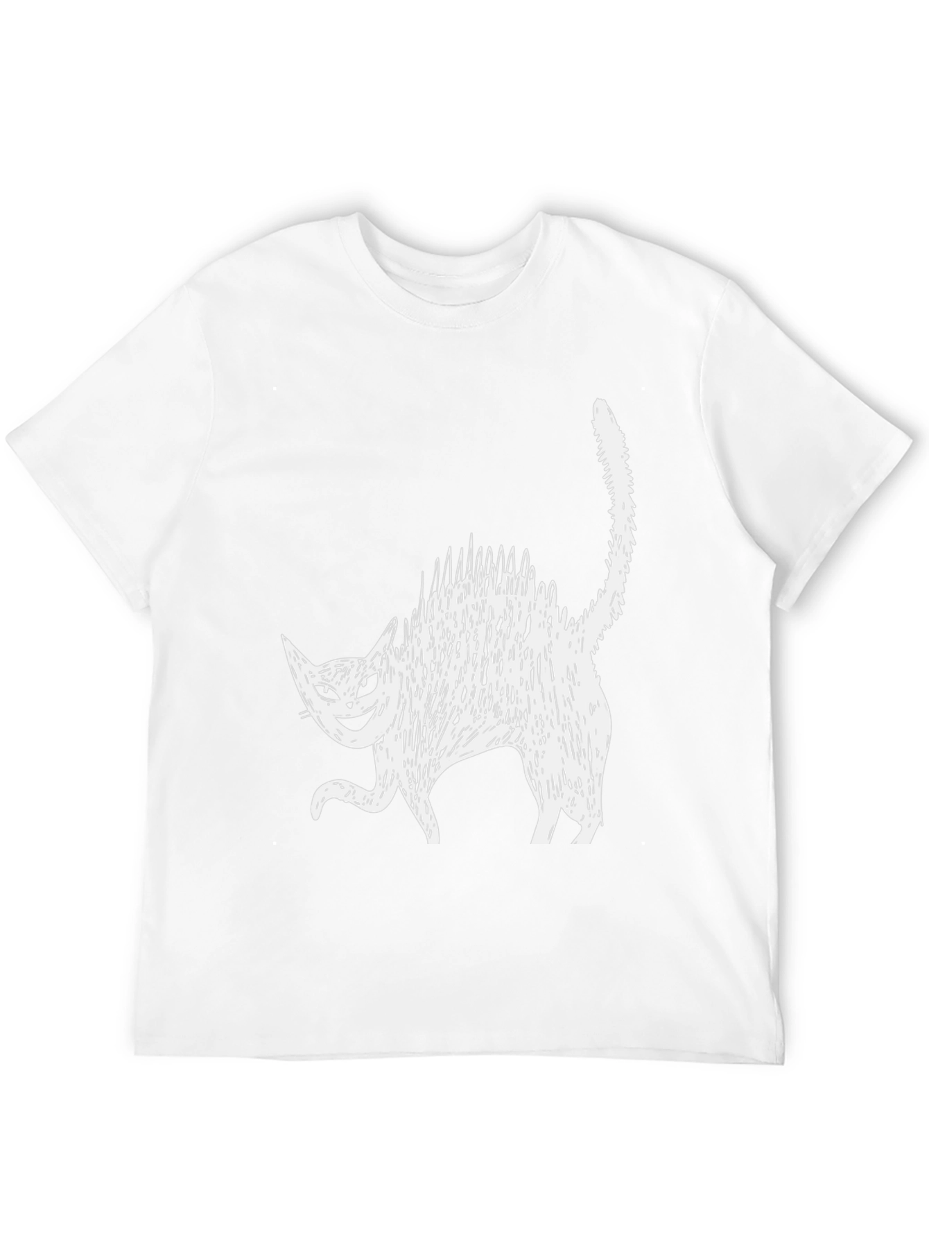 Black Creepy Cat Graphic Tee - Black Cotton Blend view 12