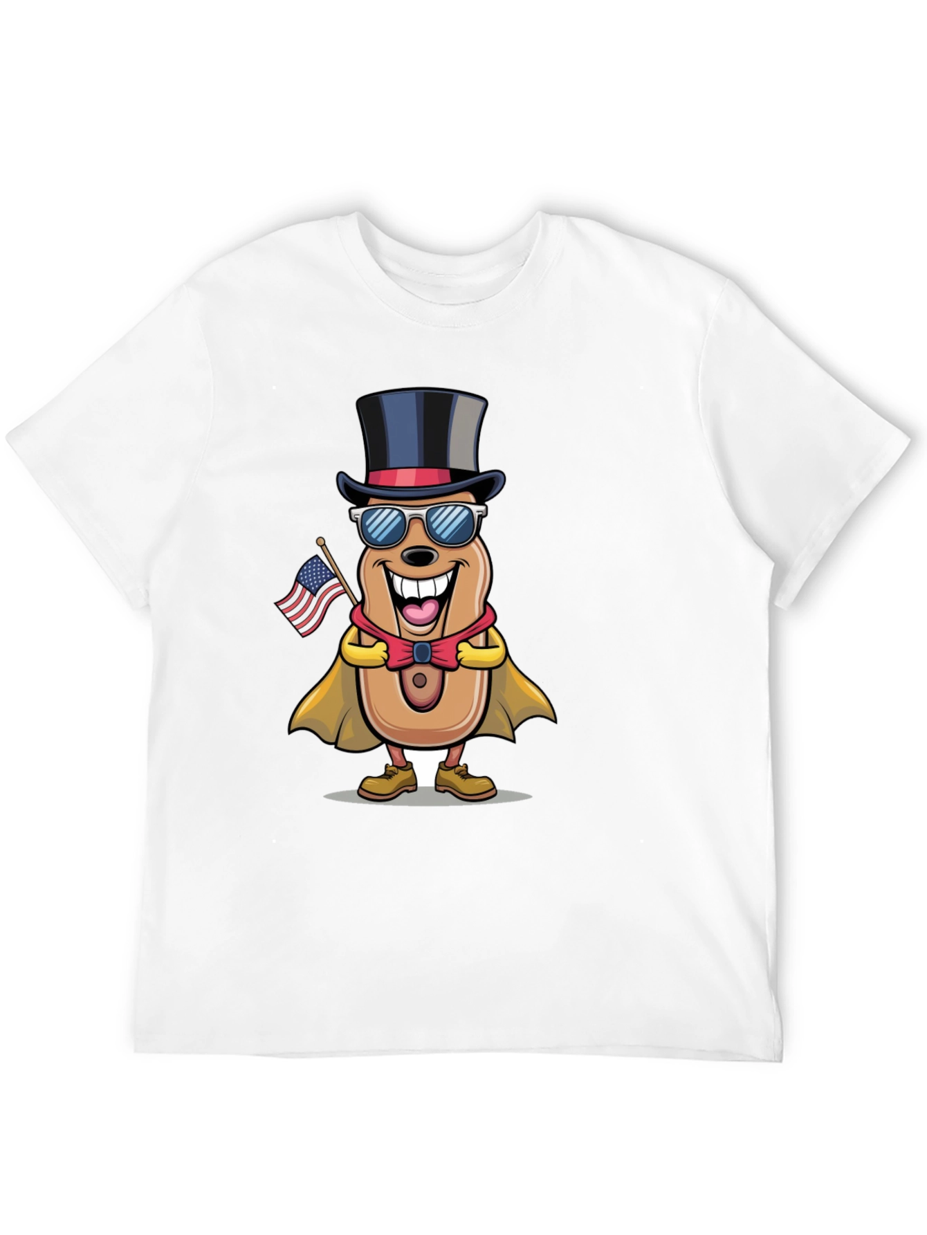 Black Patriotic Hot Dog Cartoon T-Shirt view 12